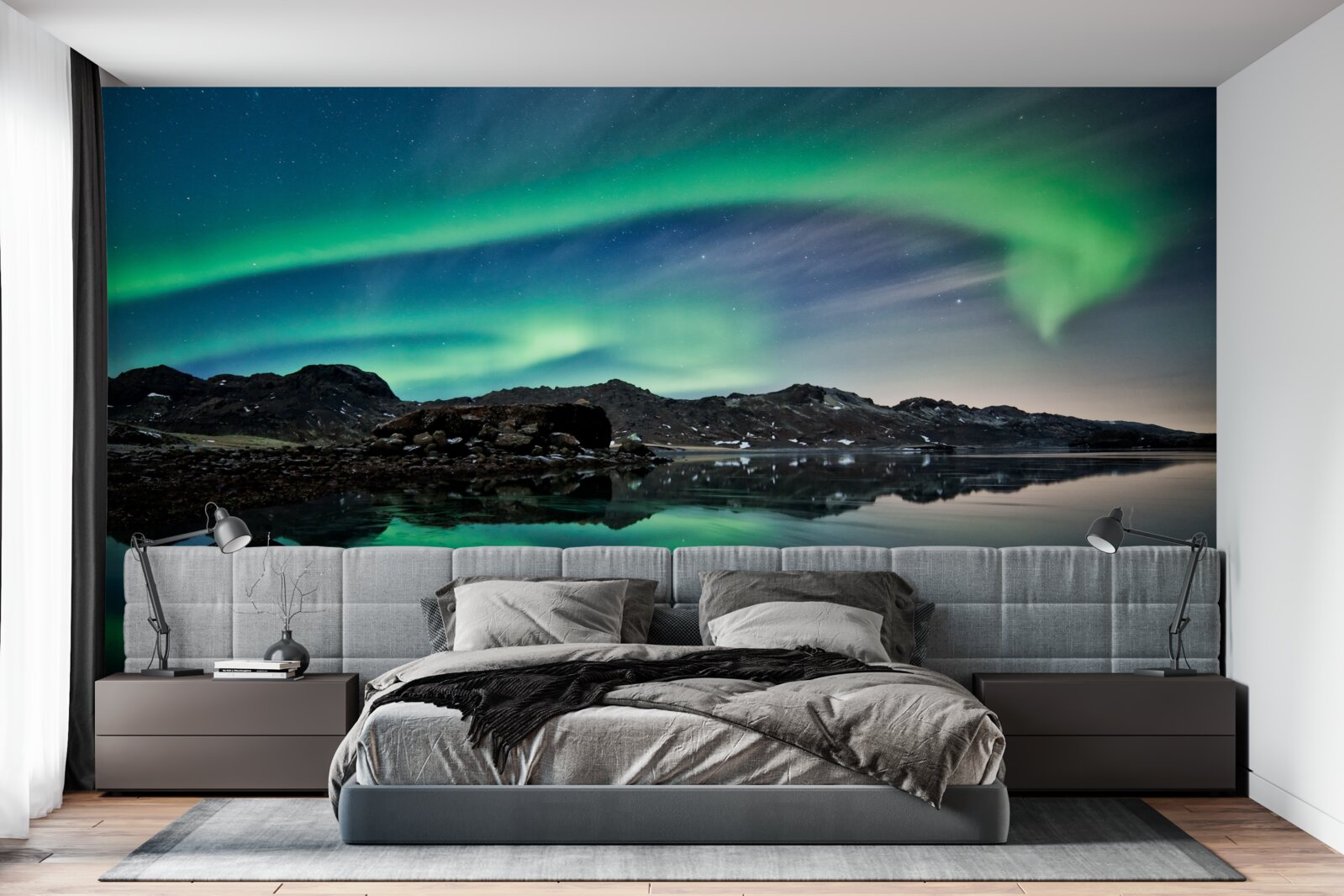 Fototapet lac în aurora boreală