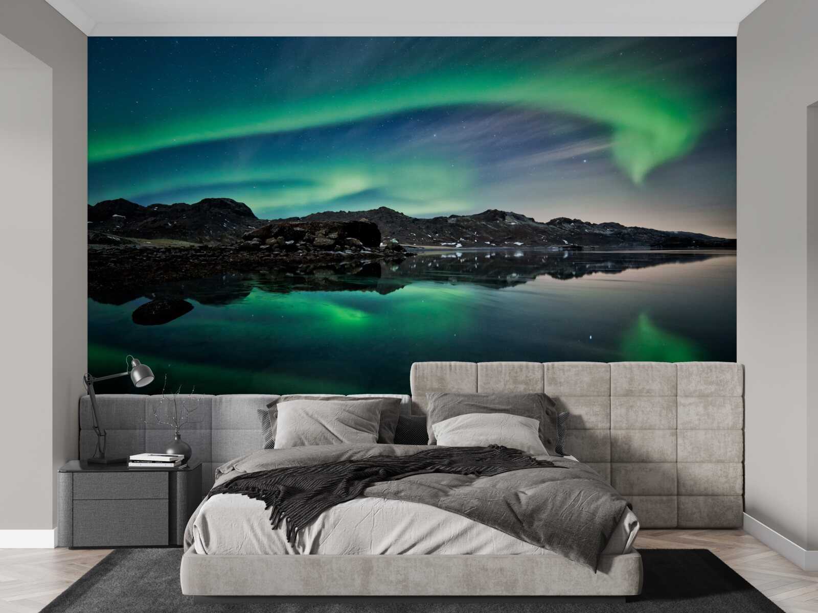 Fototapet lac în aurora boreală