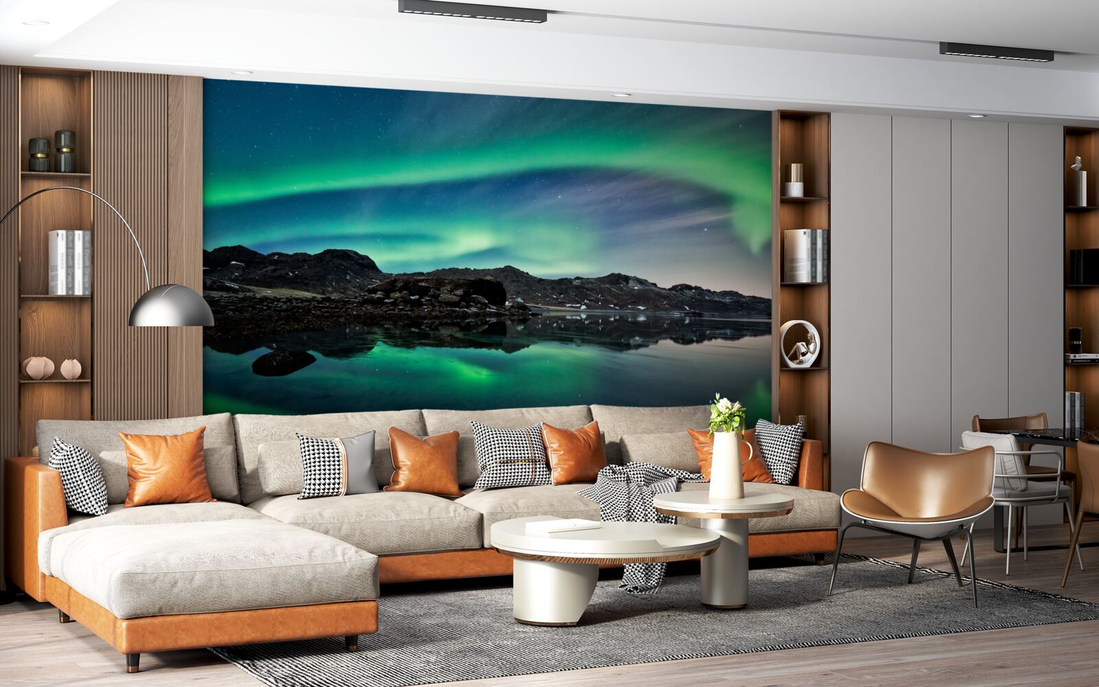 Fototapet lac în aurora boreală