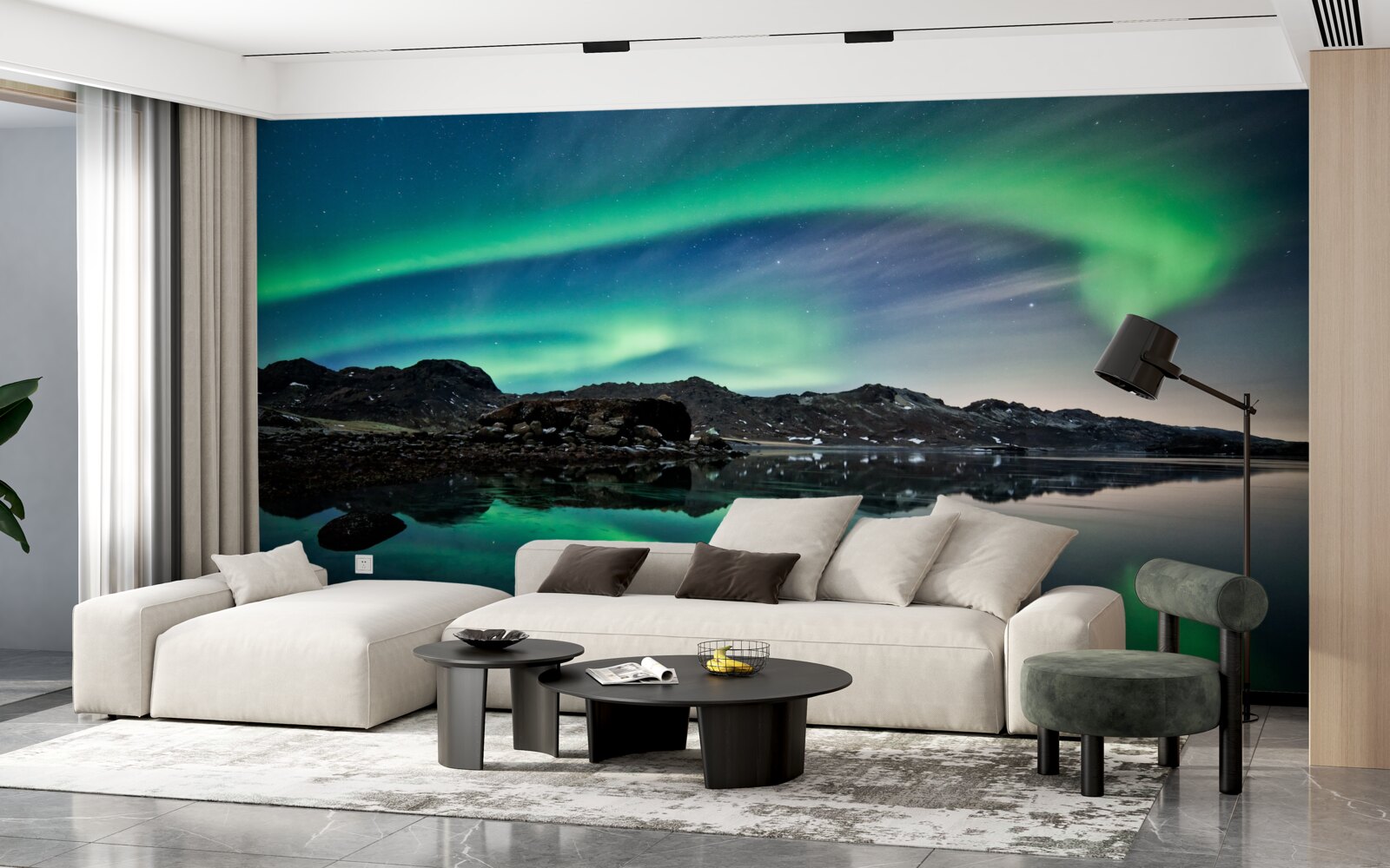 Fototapet lac în aurora boreală