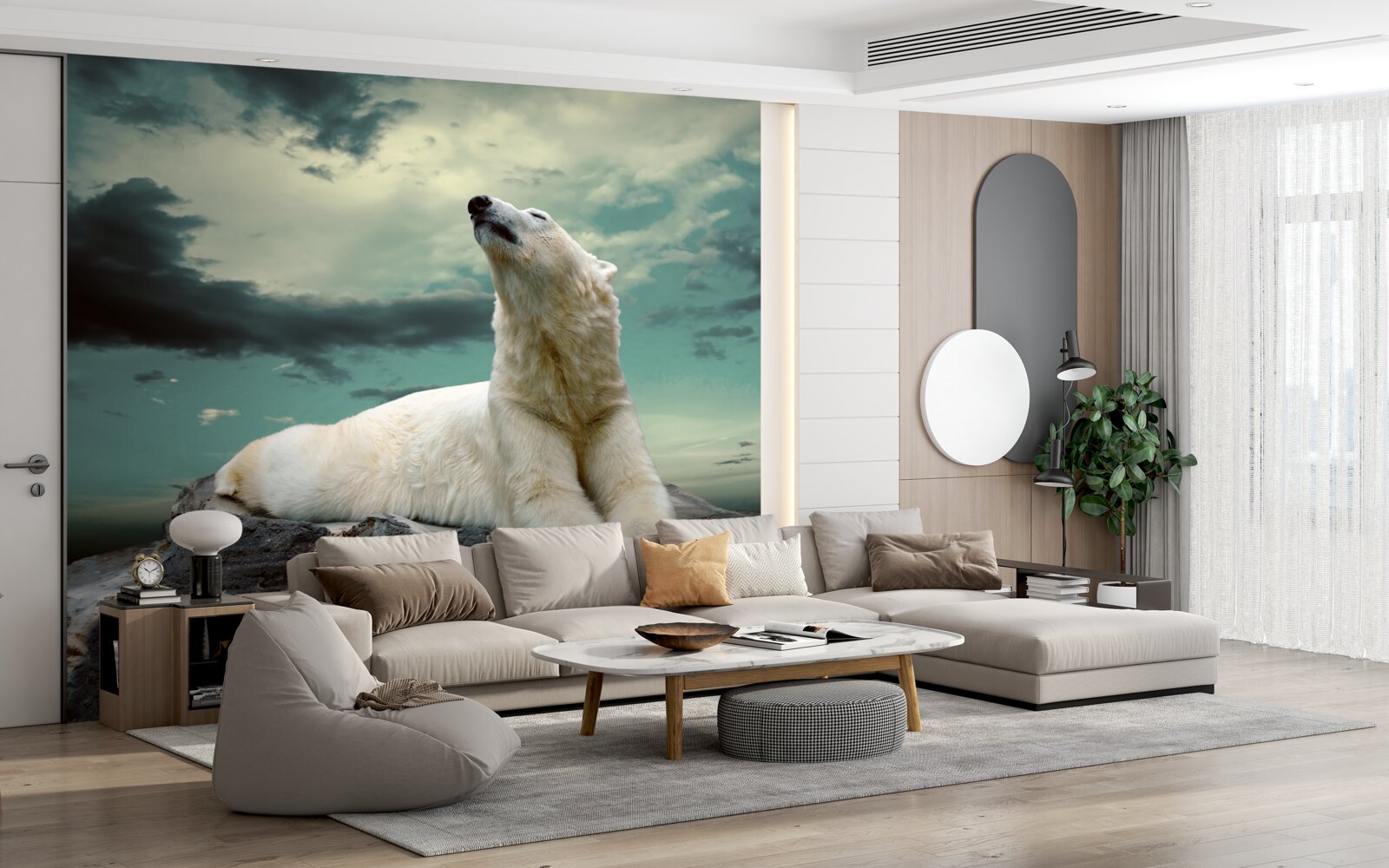 Fototapet urs polar odihnindu-se pe o stâncă