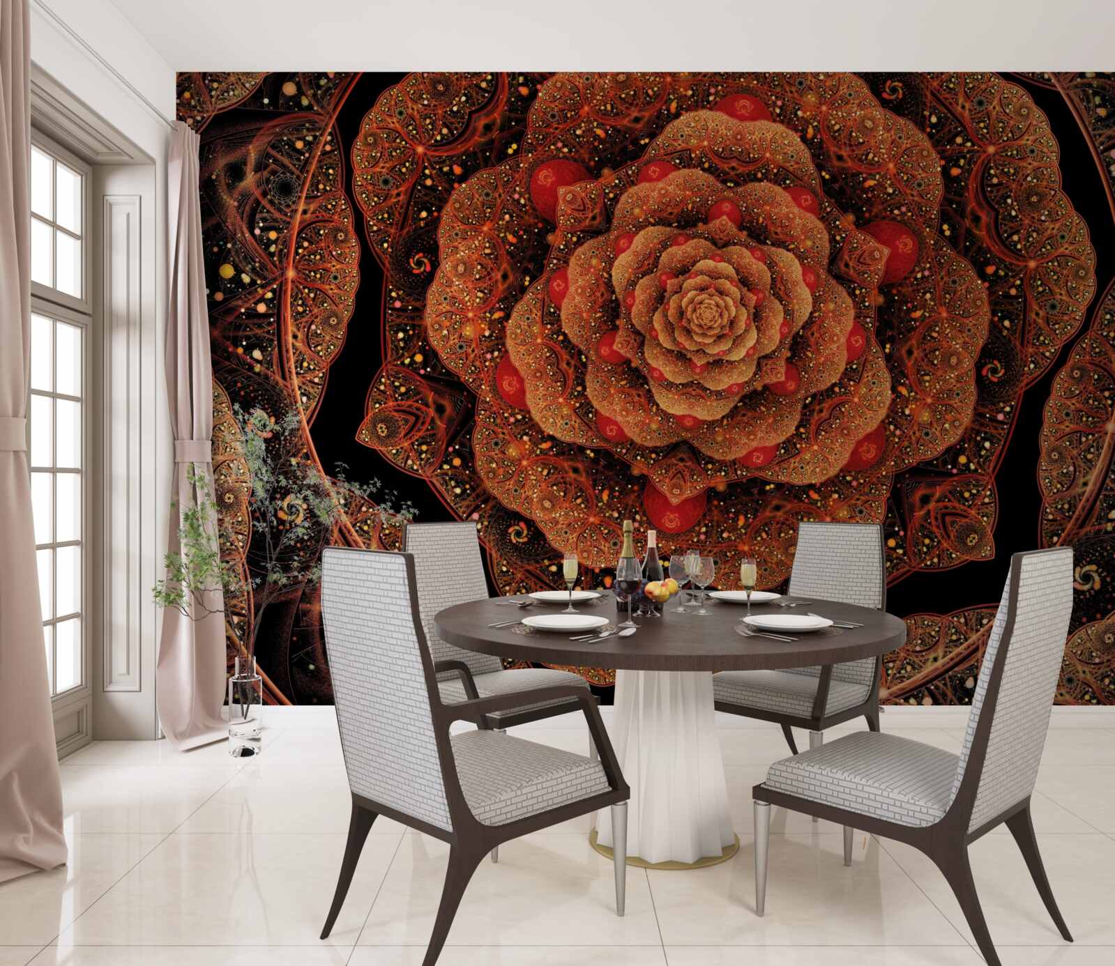 Fototapet un fractal maro a cărui formă seamănă cu o bujor