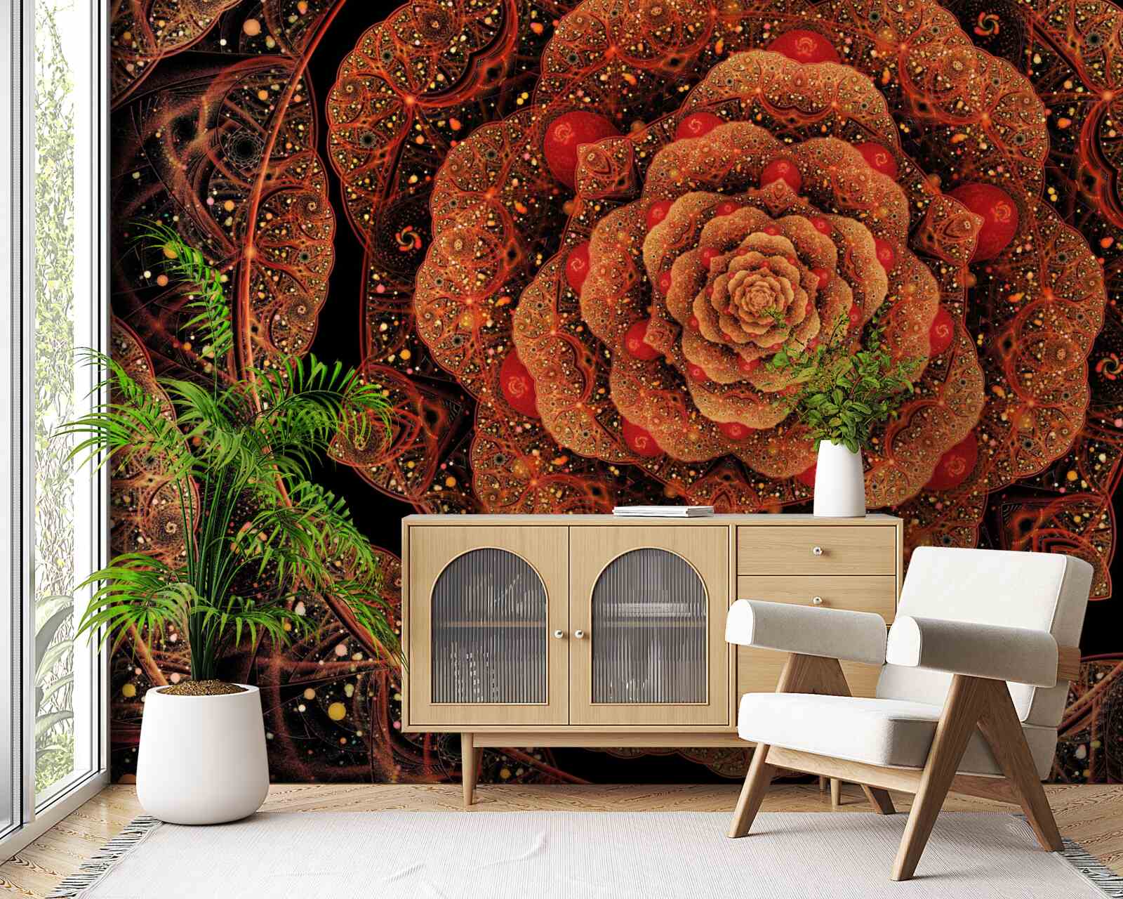 Fototapet un fractal maro a cărui formă seamănă cu o bujor