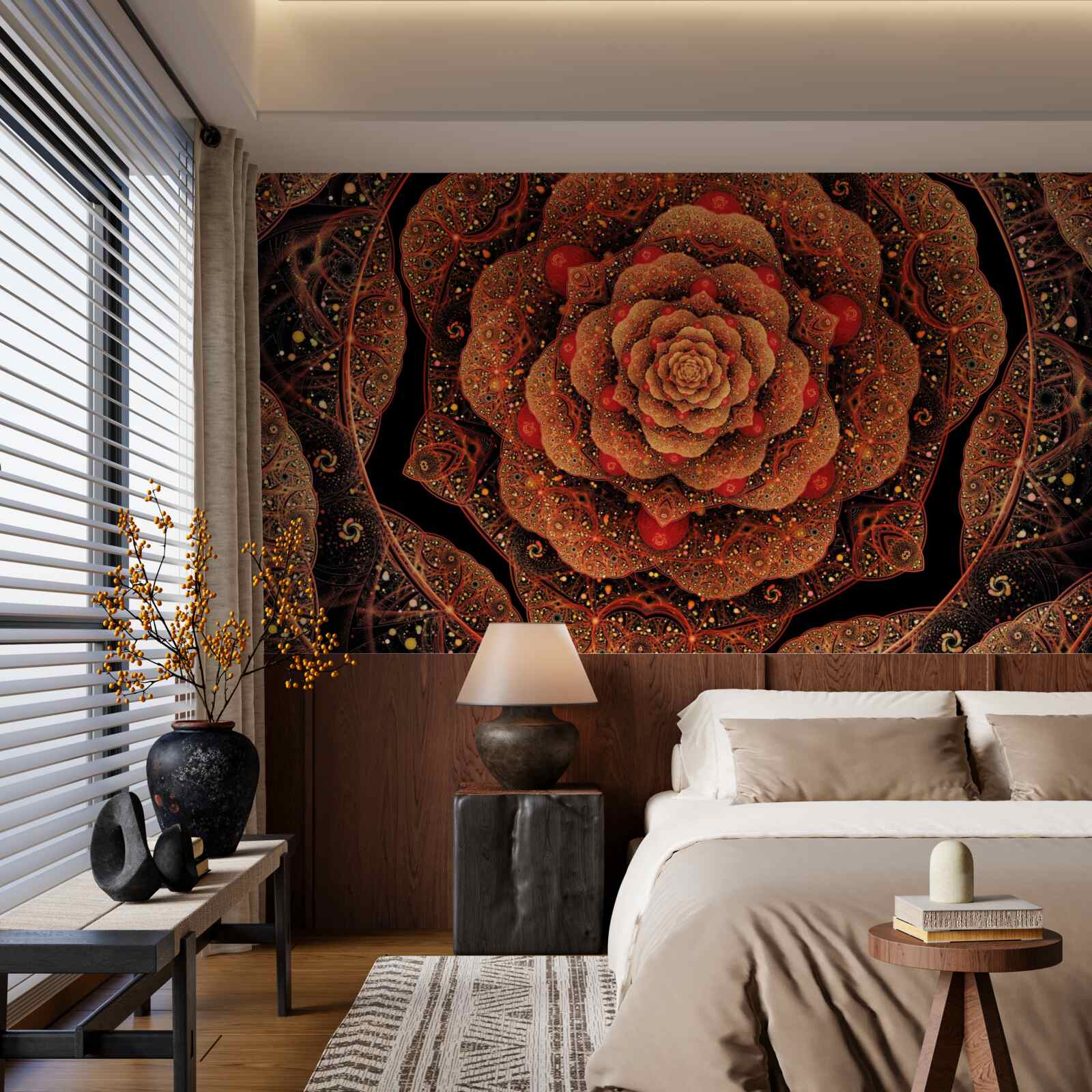 Fototapet un fractal maro a cărui formă seamănă cu o bujor