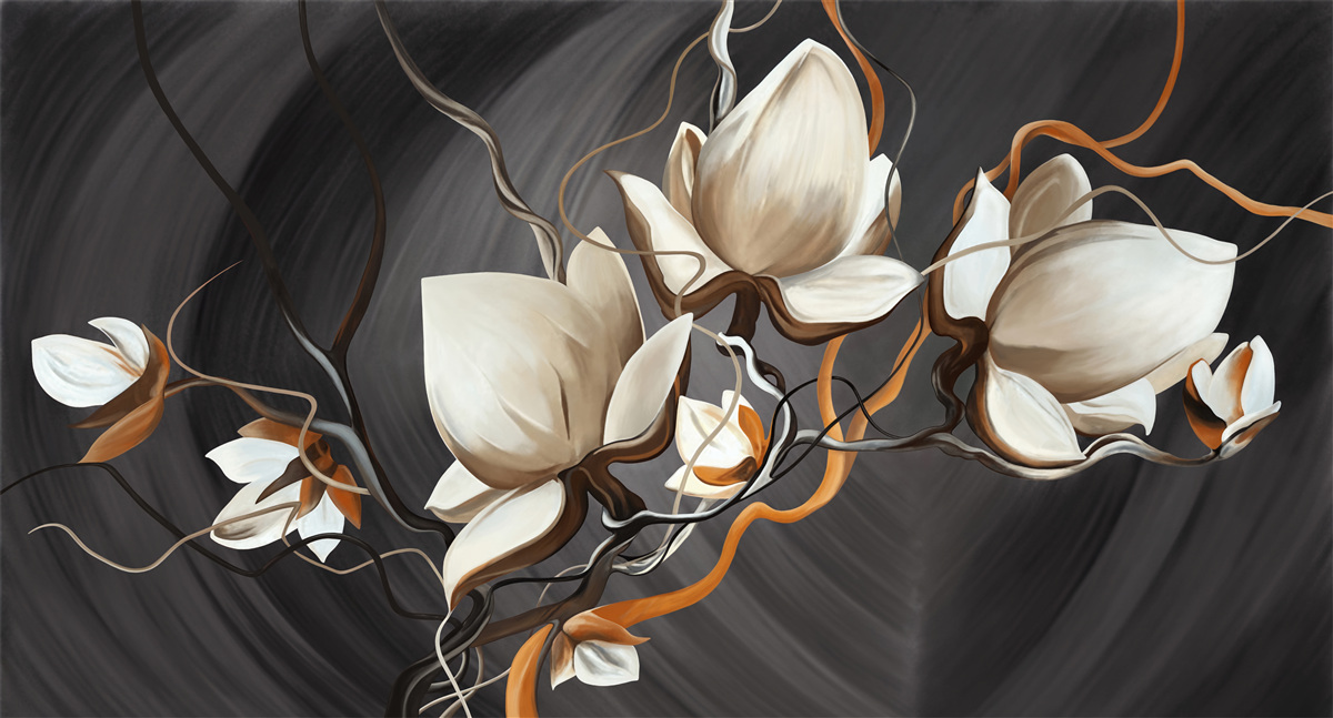 Fototapet deschiderea unei magnolii albe ca zăpada