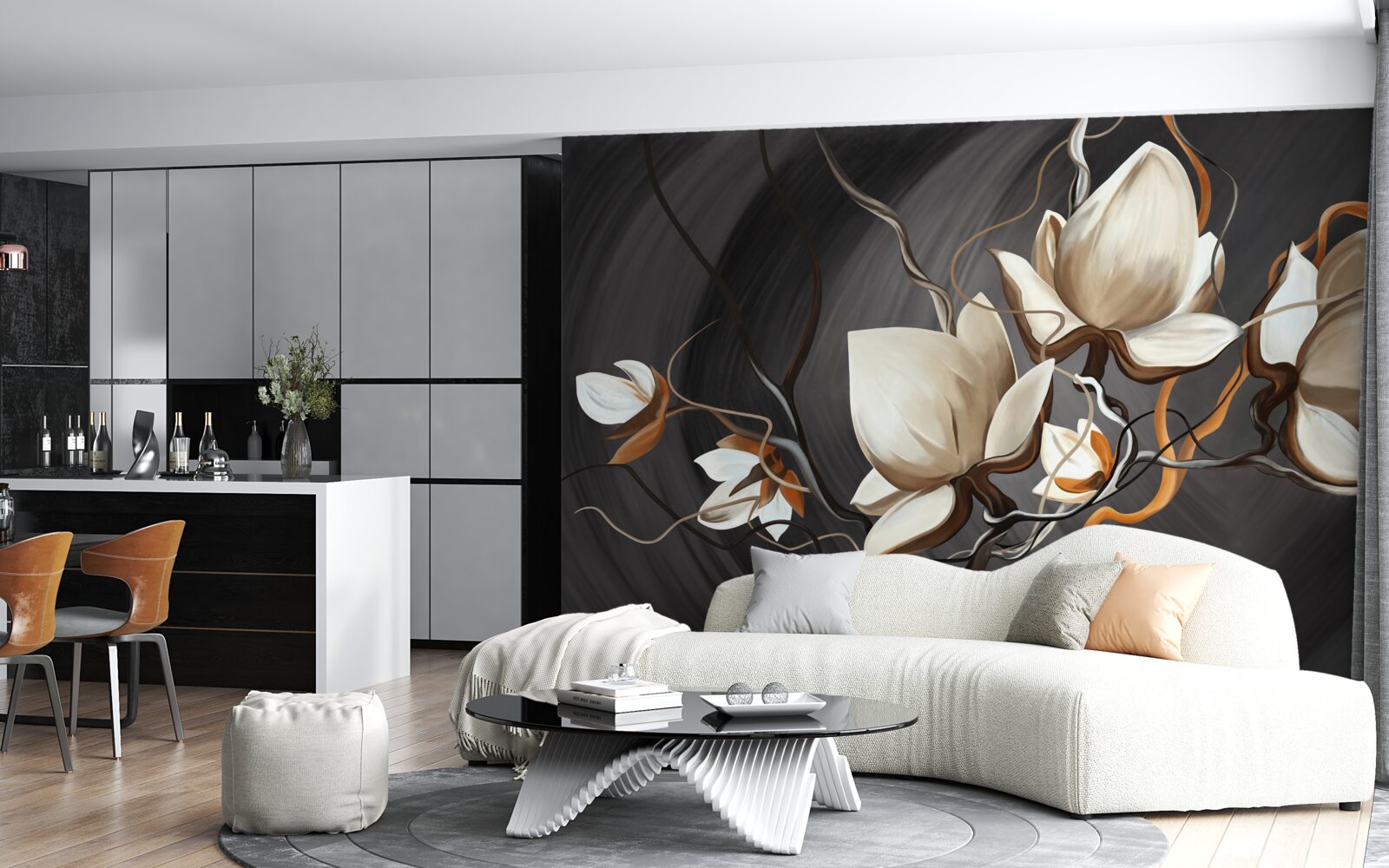 Fototapet deschiderea unei magnolii albe ca zăpada