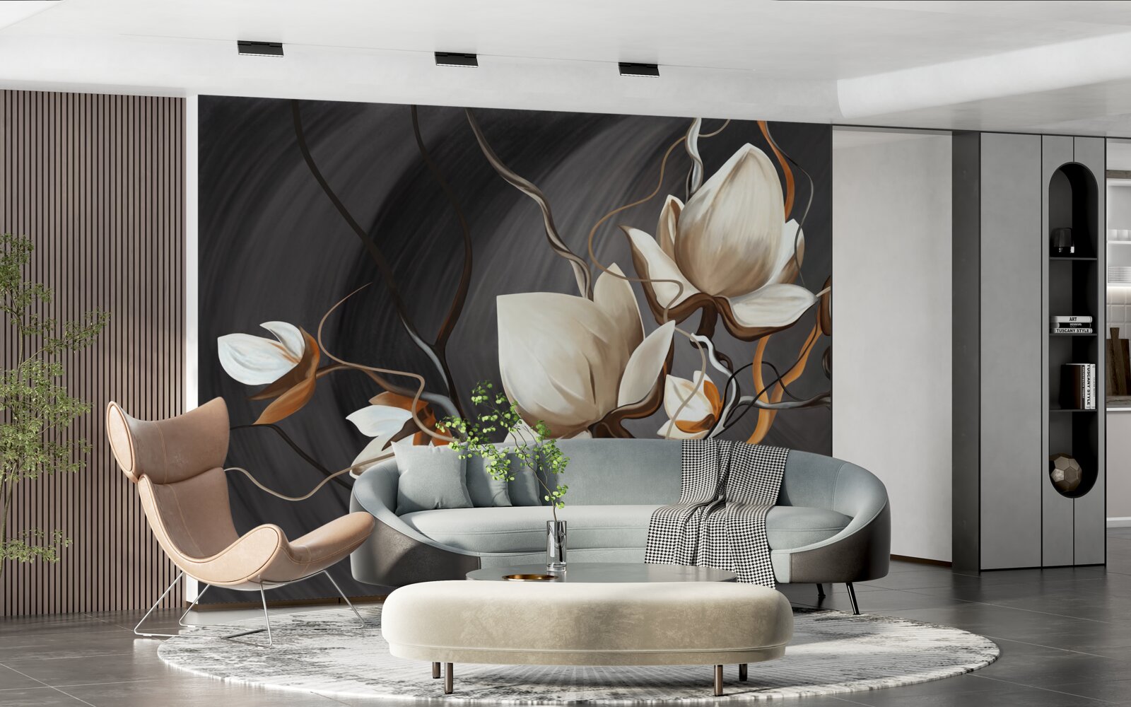 Fototapet deschiderea unei magnolii albe ca zăpada