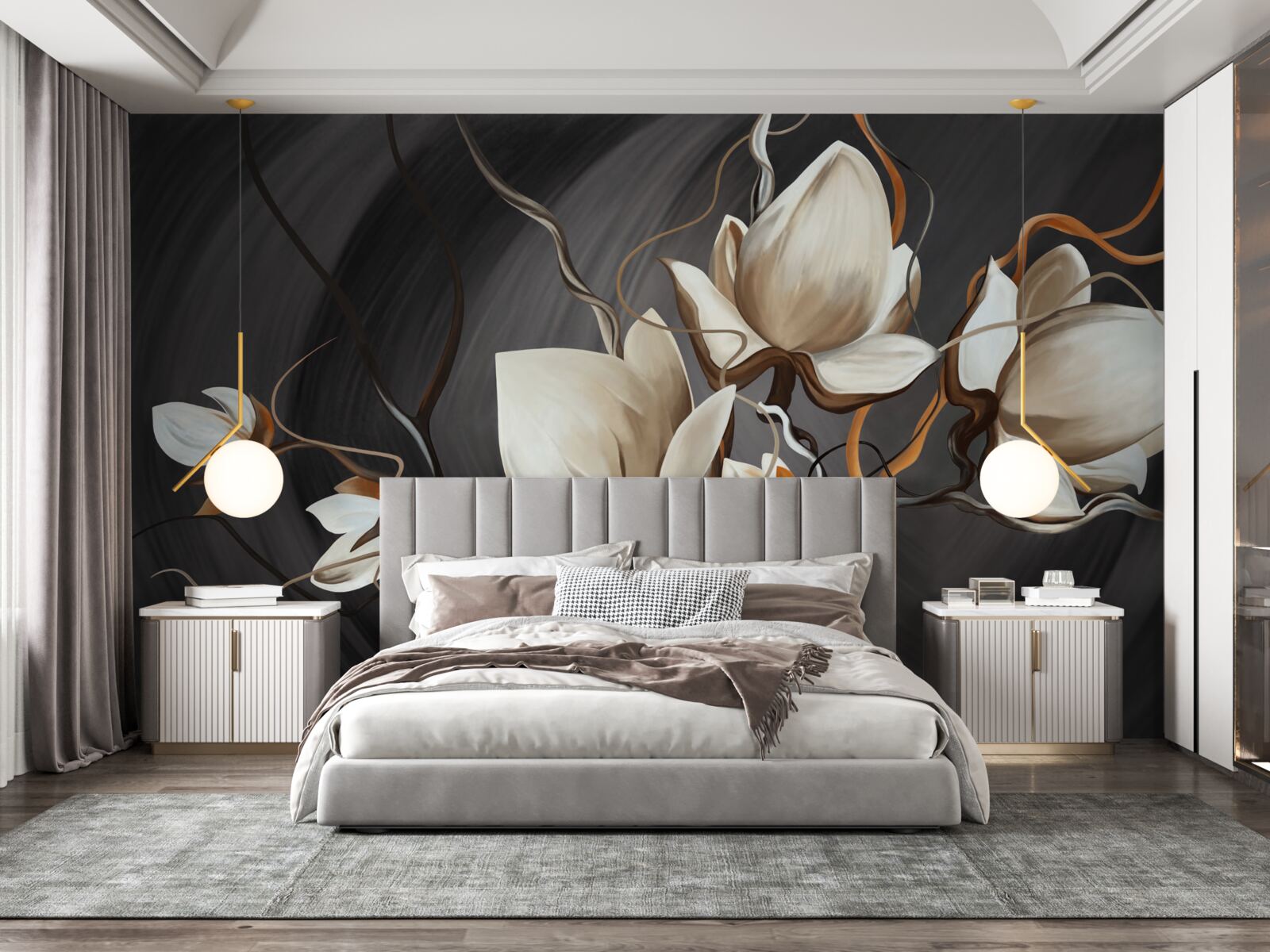 Fototapet deschiderea unei magnolii albe ca zăpada