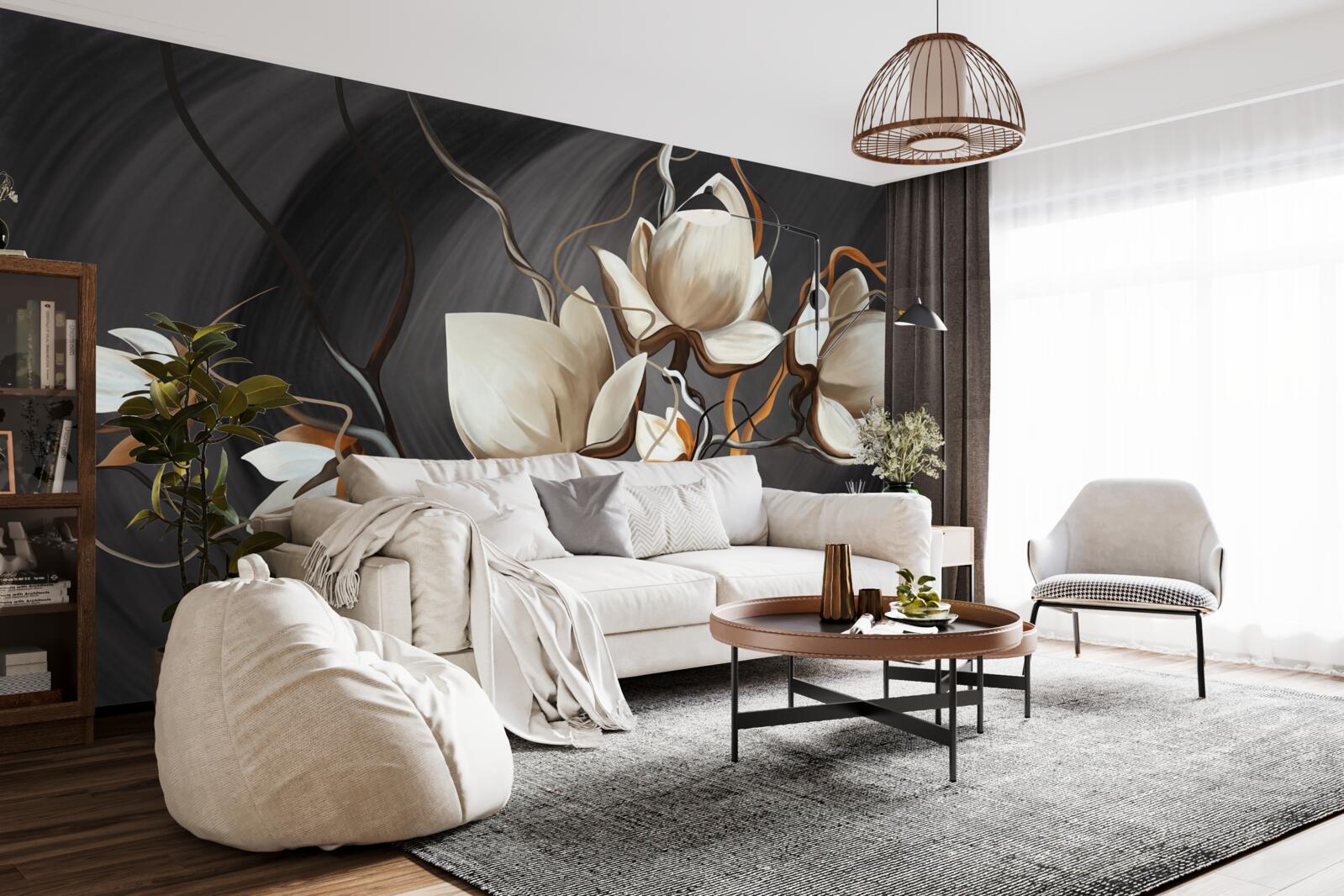 Fototapet deschiderea unei magnolii albe ca zăpada