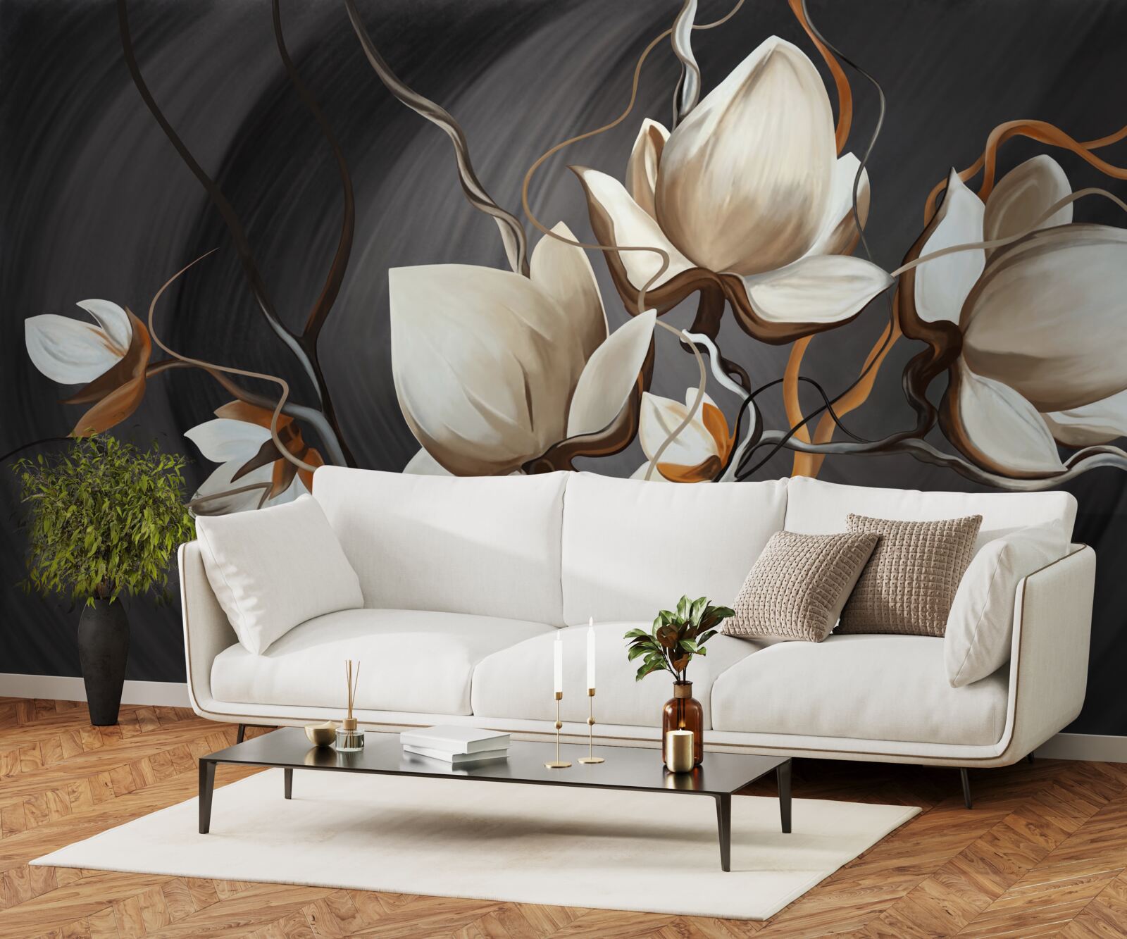 Fototapet deschiderea unei magnolii albe ca zăpada