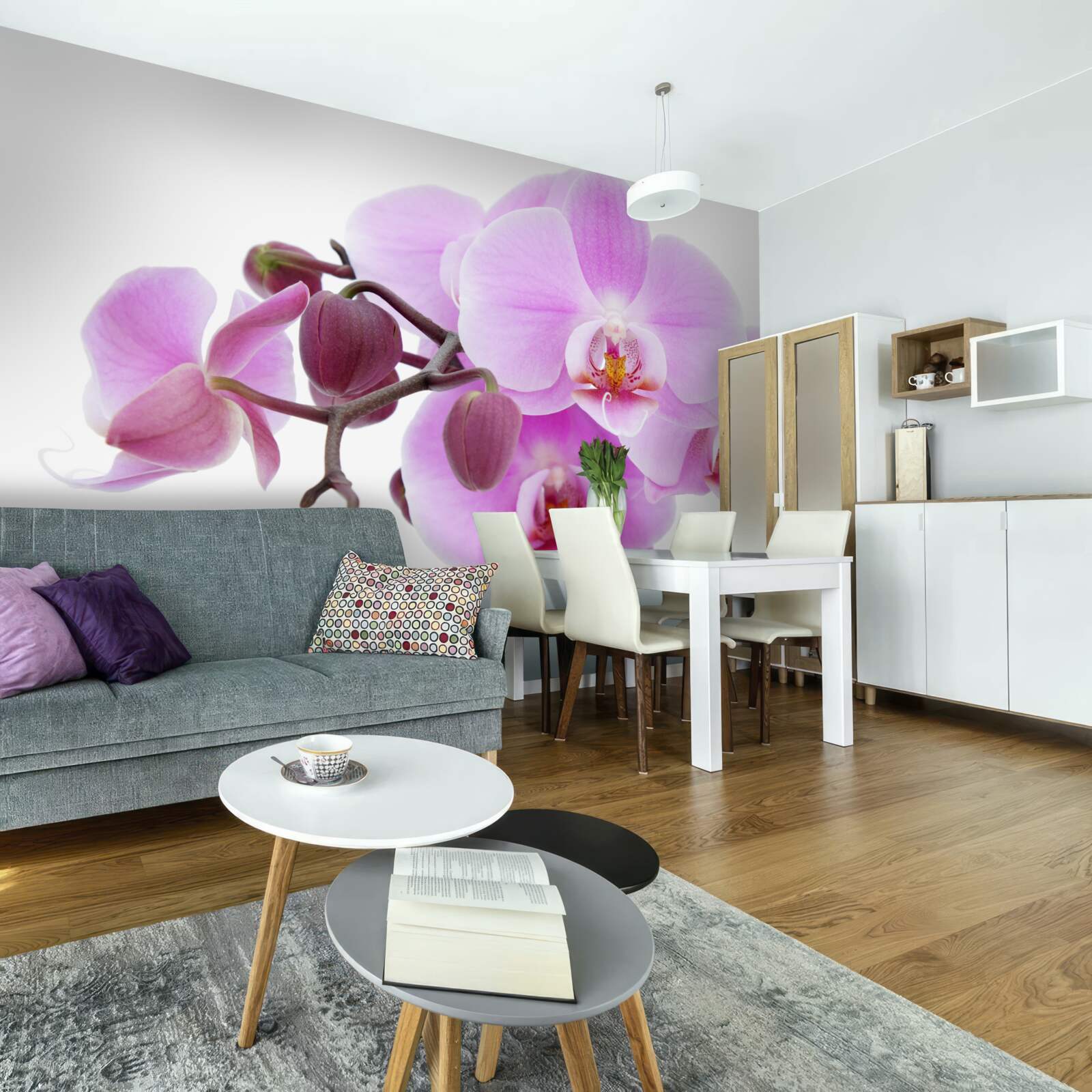 Fototapet orhidee în nuanțe de violet cu muguri de flori