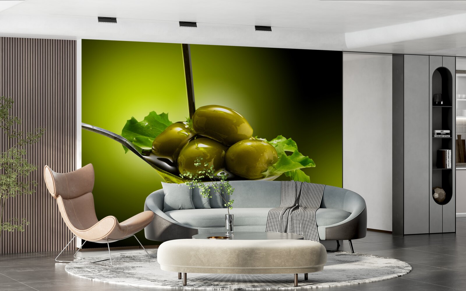 Fototapet măsline verzi pe o lingură