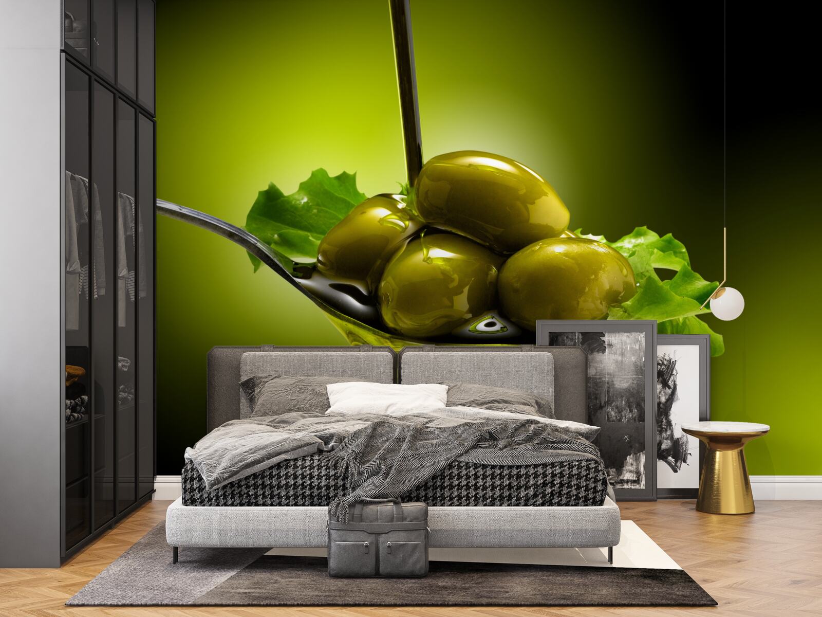 Fototapet măsline verzi pe o lingură