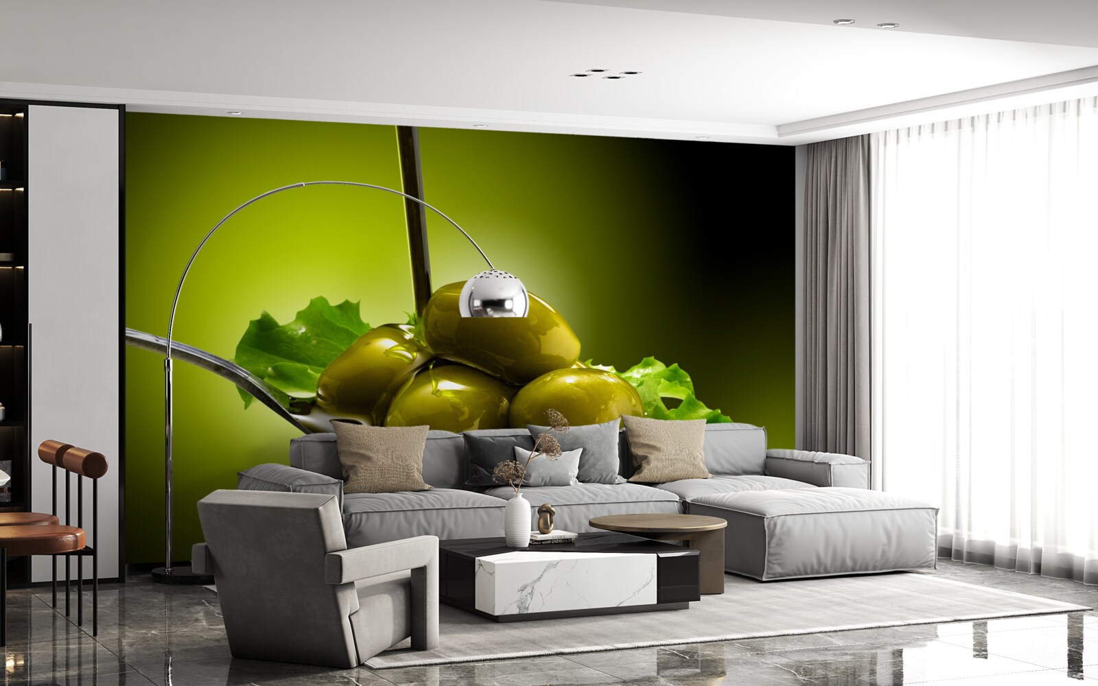 Fototapet măsline verzi pe o lingură