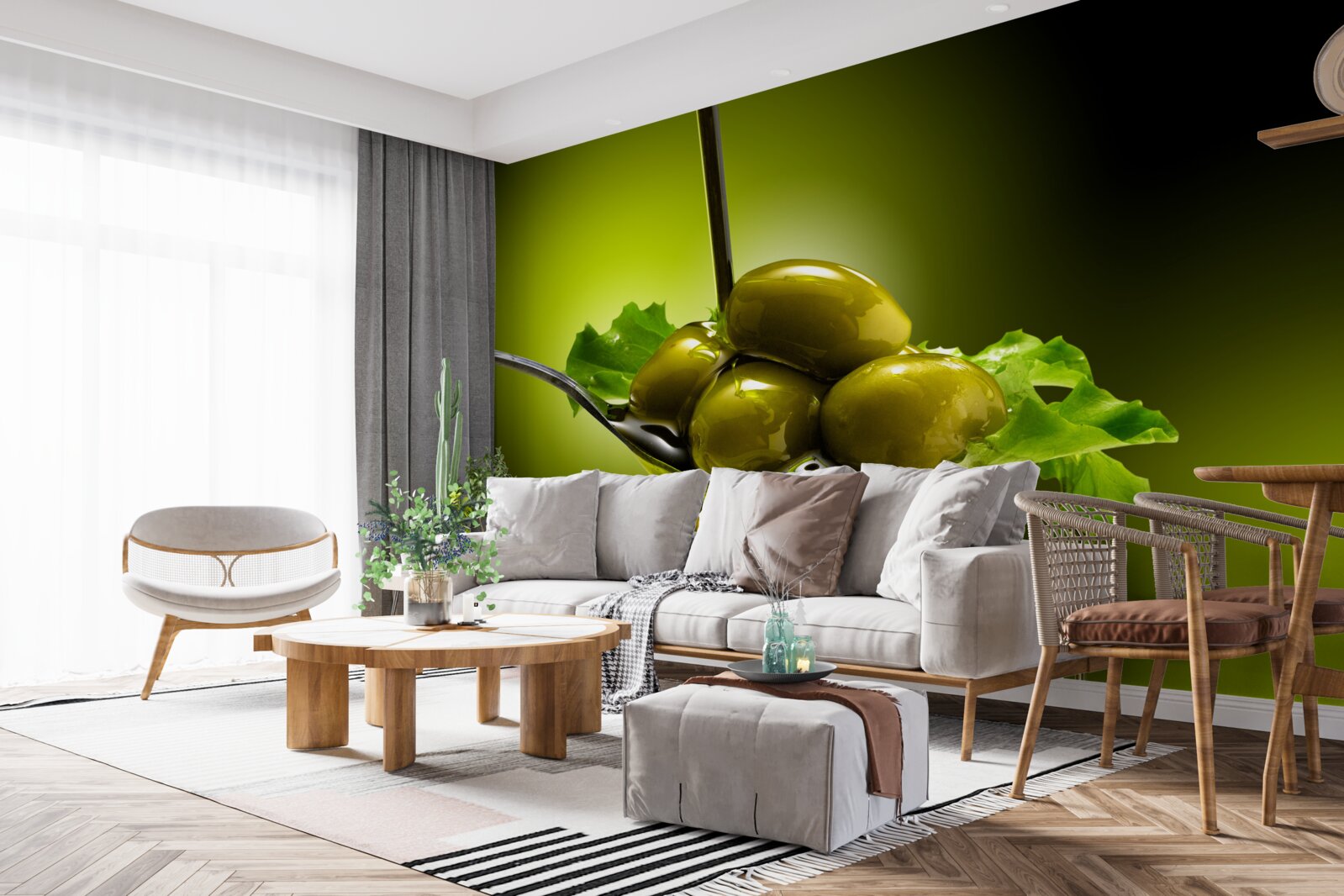 Fototapet măsline verzi pe o lingură