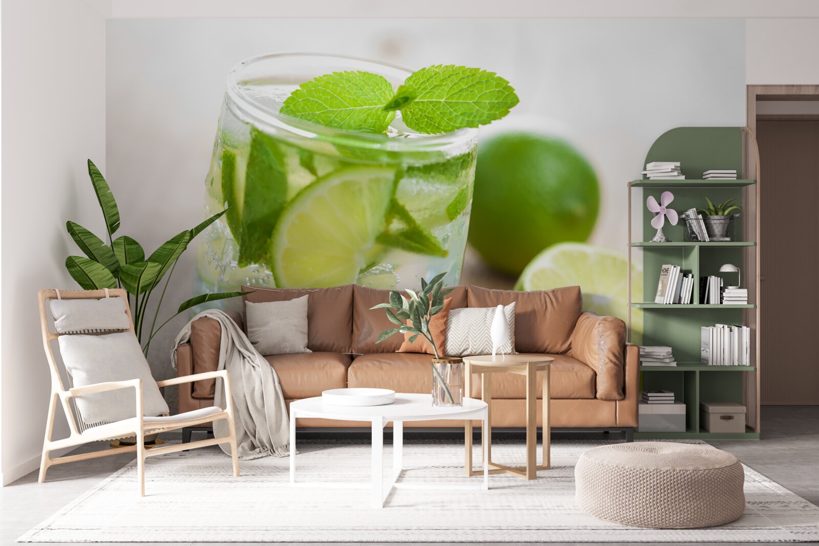Fototapet pahar de apă cu lime și mentă