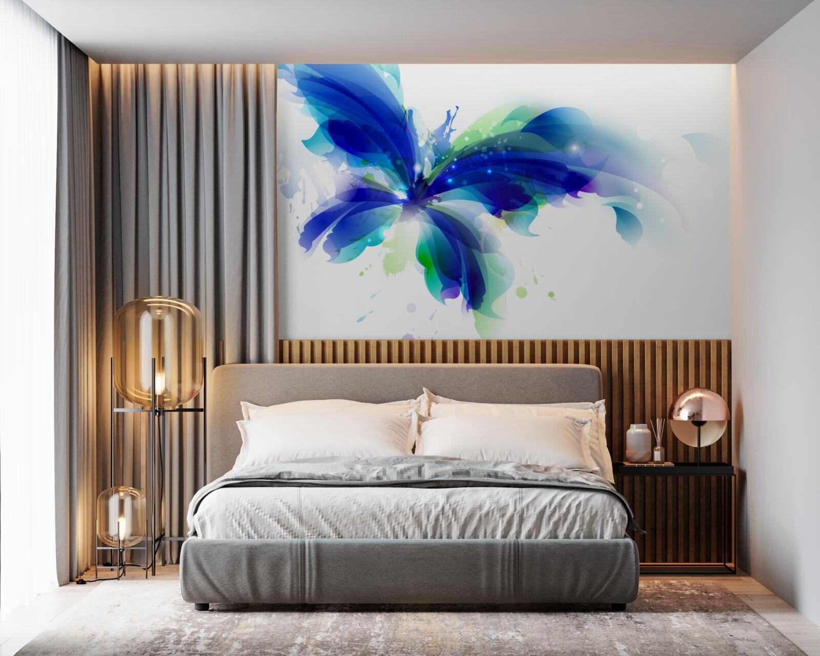 Fototapet fluture în albastru deschis