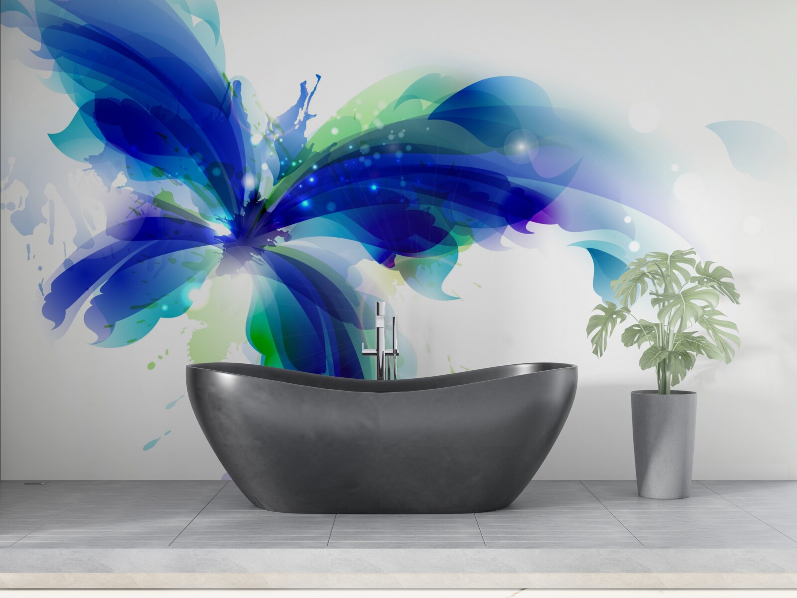 Fototapet fluture în albastru deschis