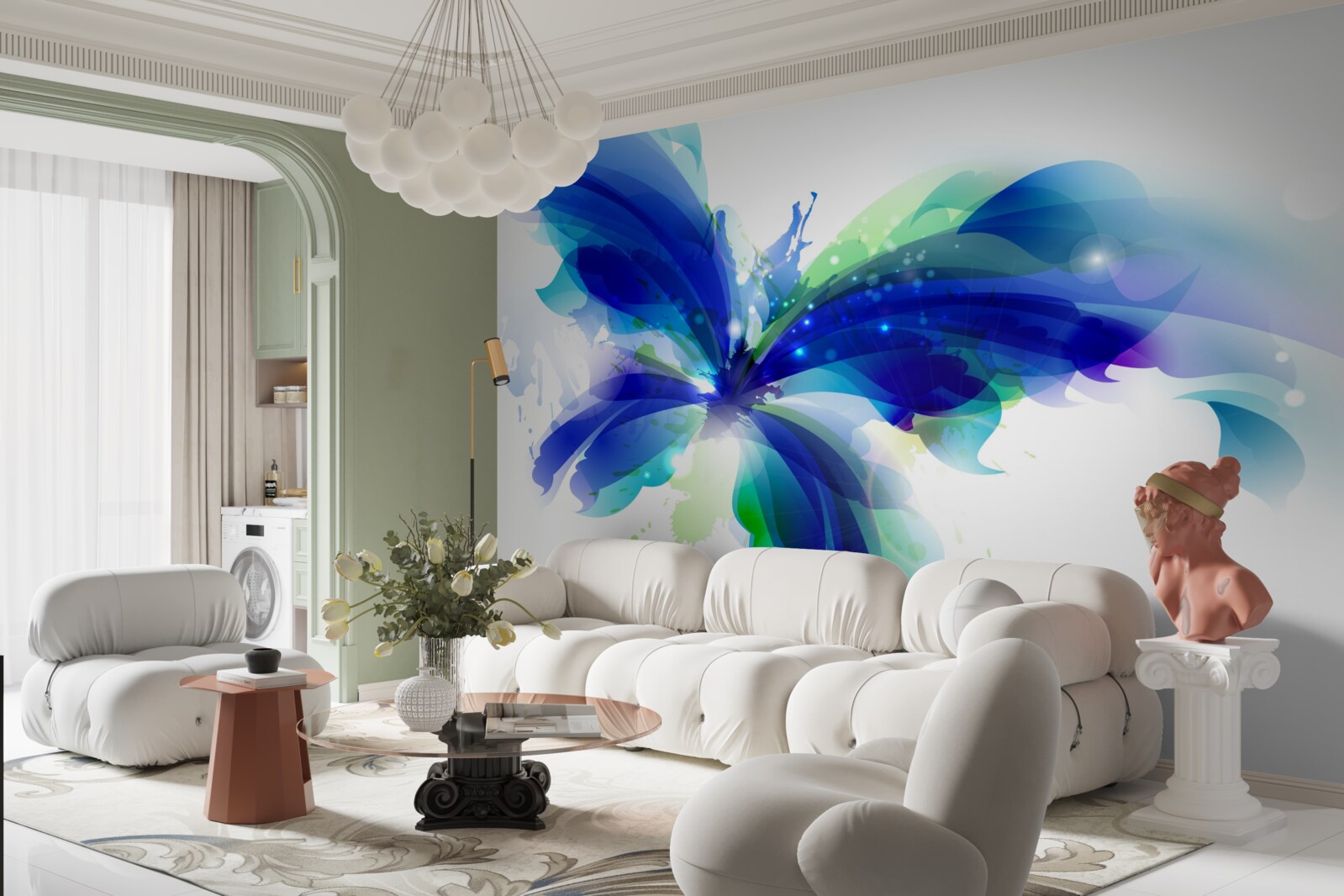 Fototapet fluture în albastru deschis