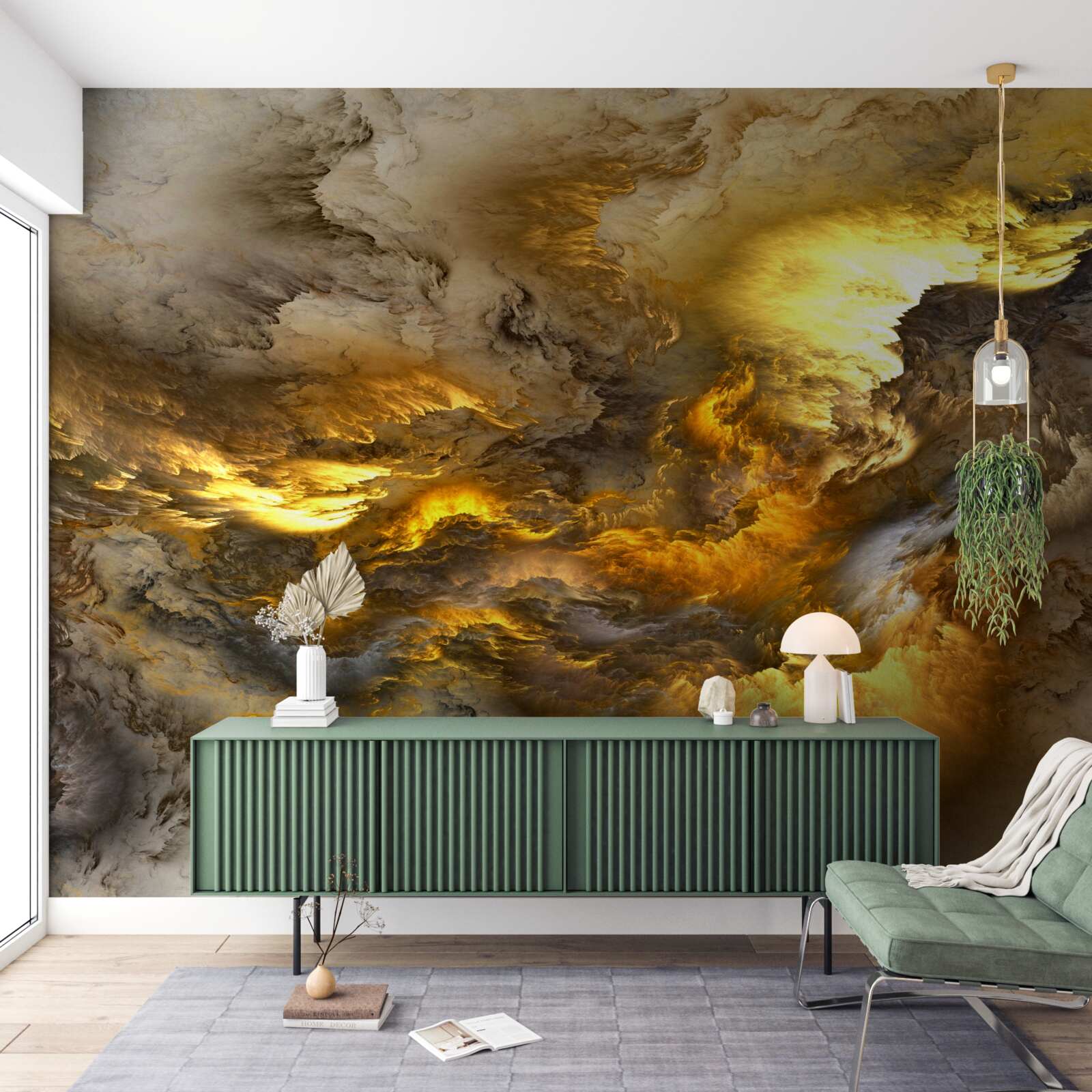 Fototapet marmură bej cu diviziune aurie