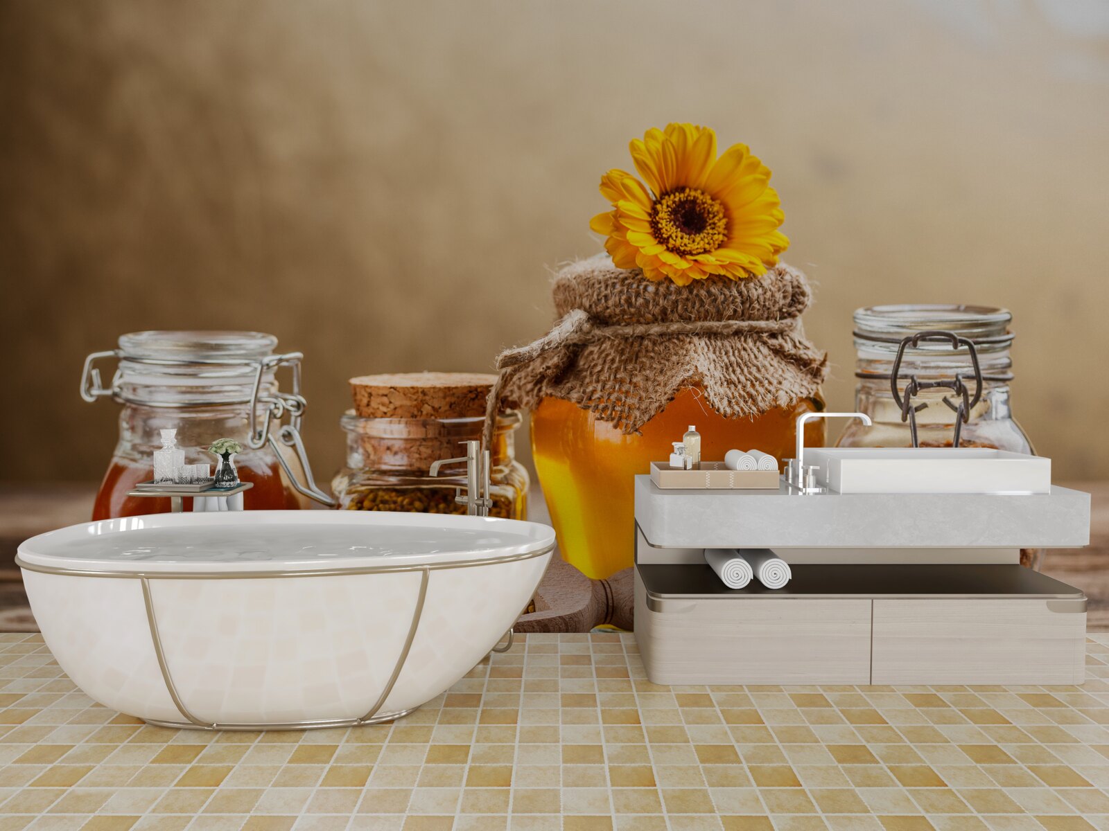 Fototapet produse apicole delicioase