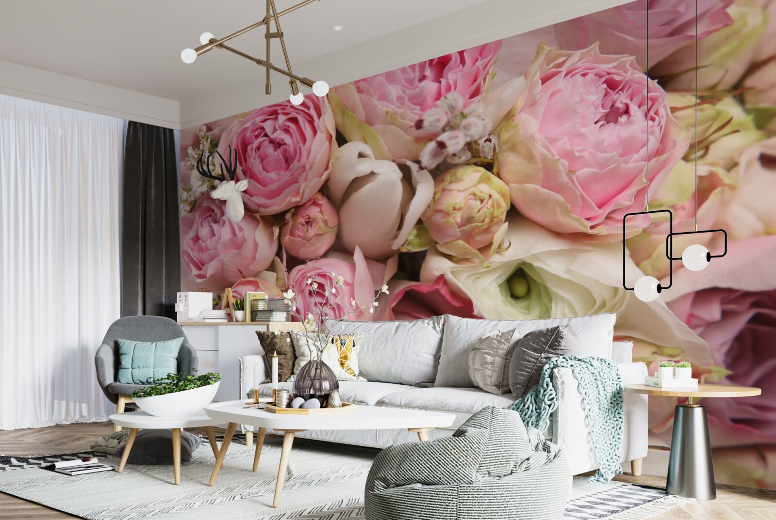 Fototapet un buchet delicat de flori cu o notă romantică