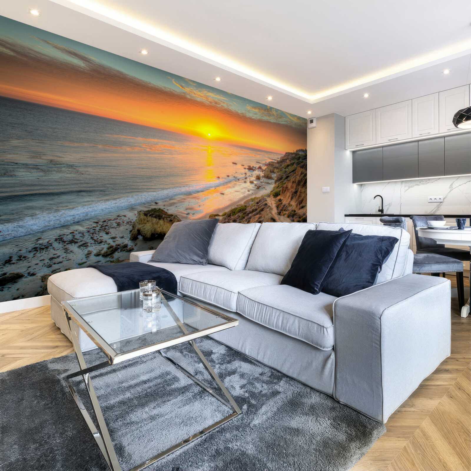 Fototapet soarele coboară în ocean la apus