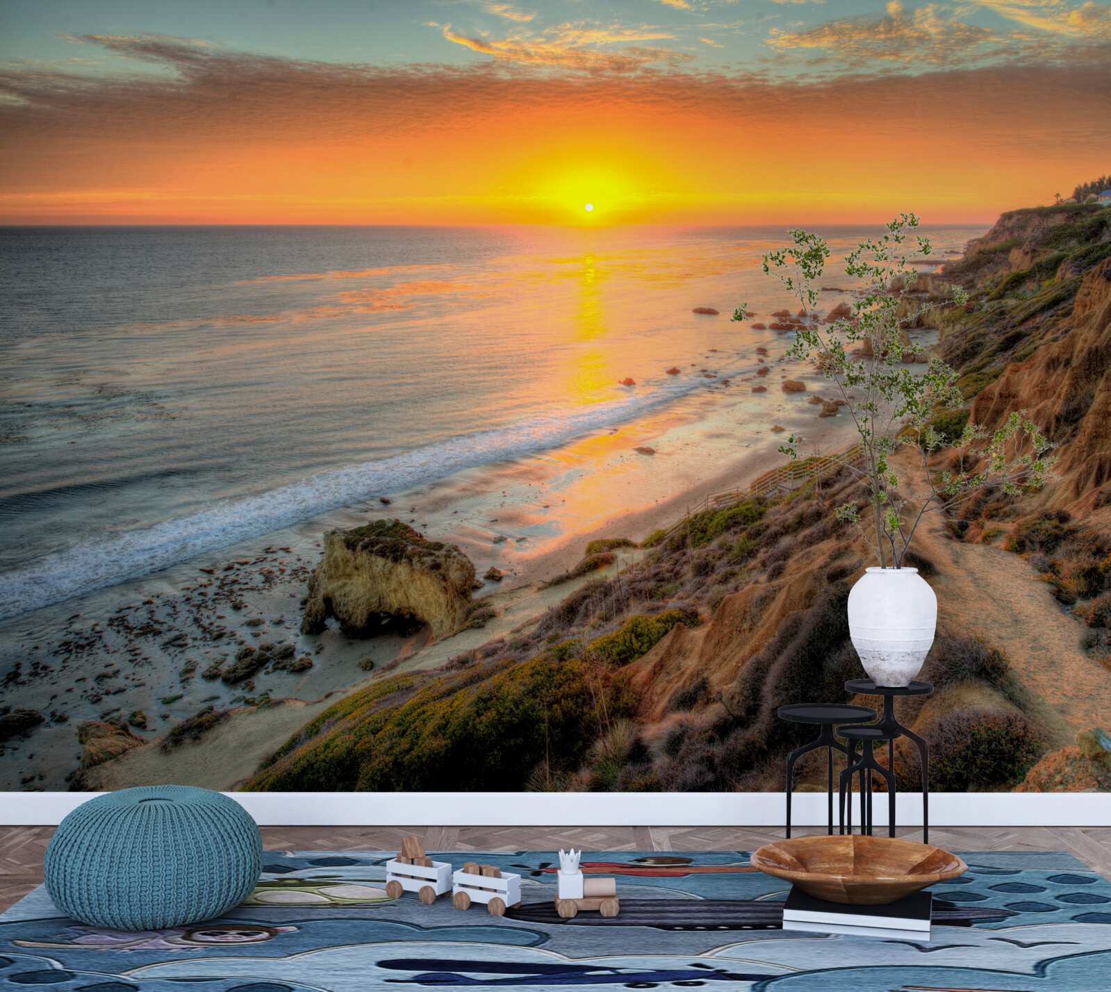 Fototapet soarele coboară în ocean la apus