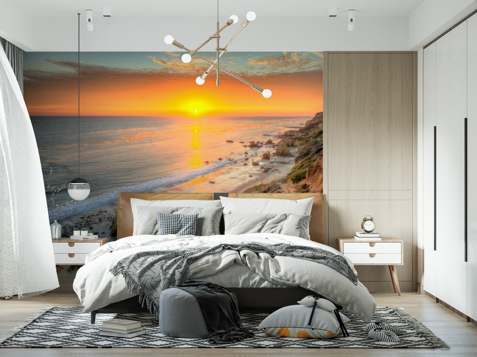 Fototapet soarele coboară în ocean la apus