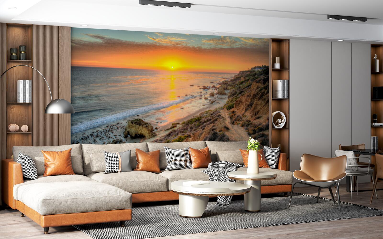 Fototapet soarele coboară în ocean la apus