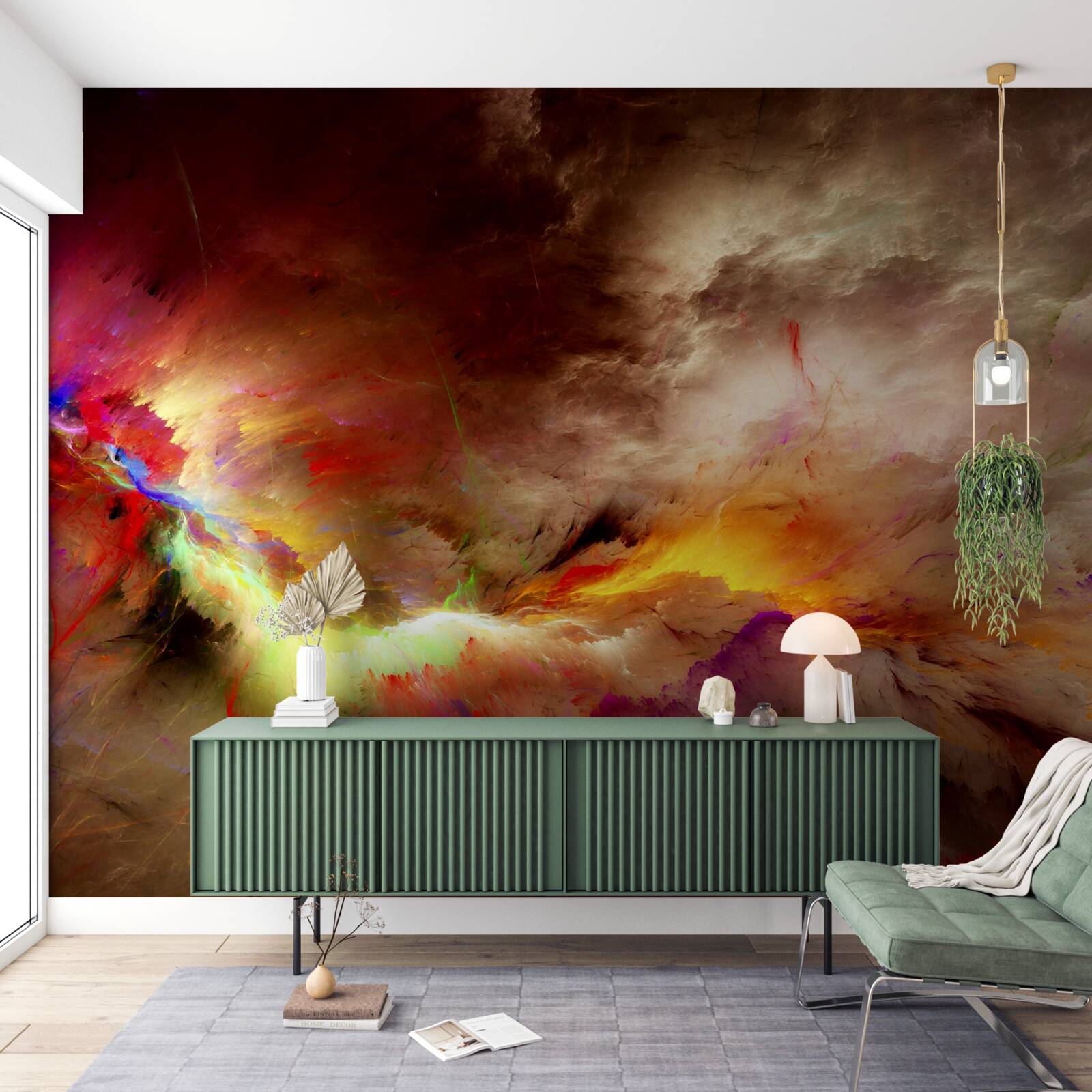 Fototapet o furtună izbucnește în deșert în timpul unei furtuni