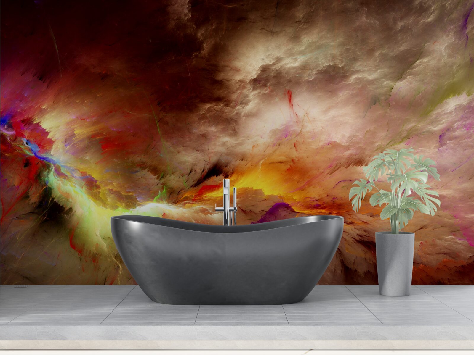 Fototapet o furtună izbucnește în deșert în timpul unei furtuni