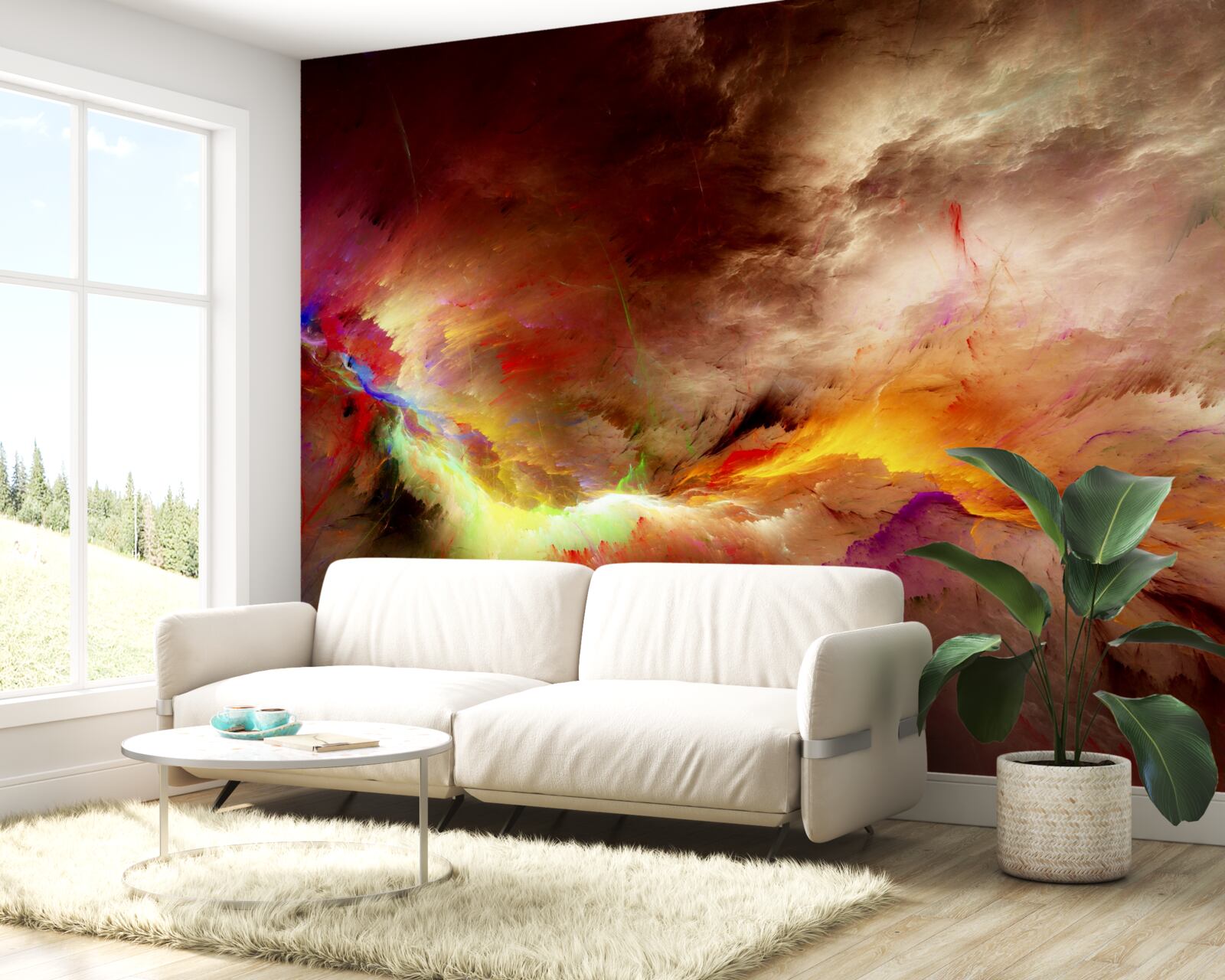 Fototapet o furtună izbucnește în deșert în timpul unei furtuni