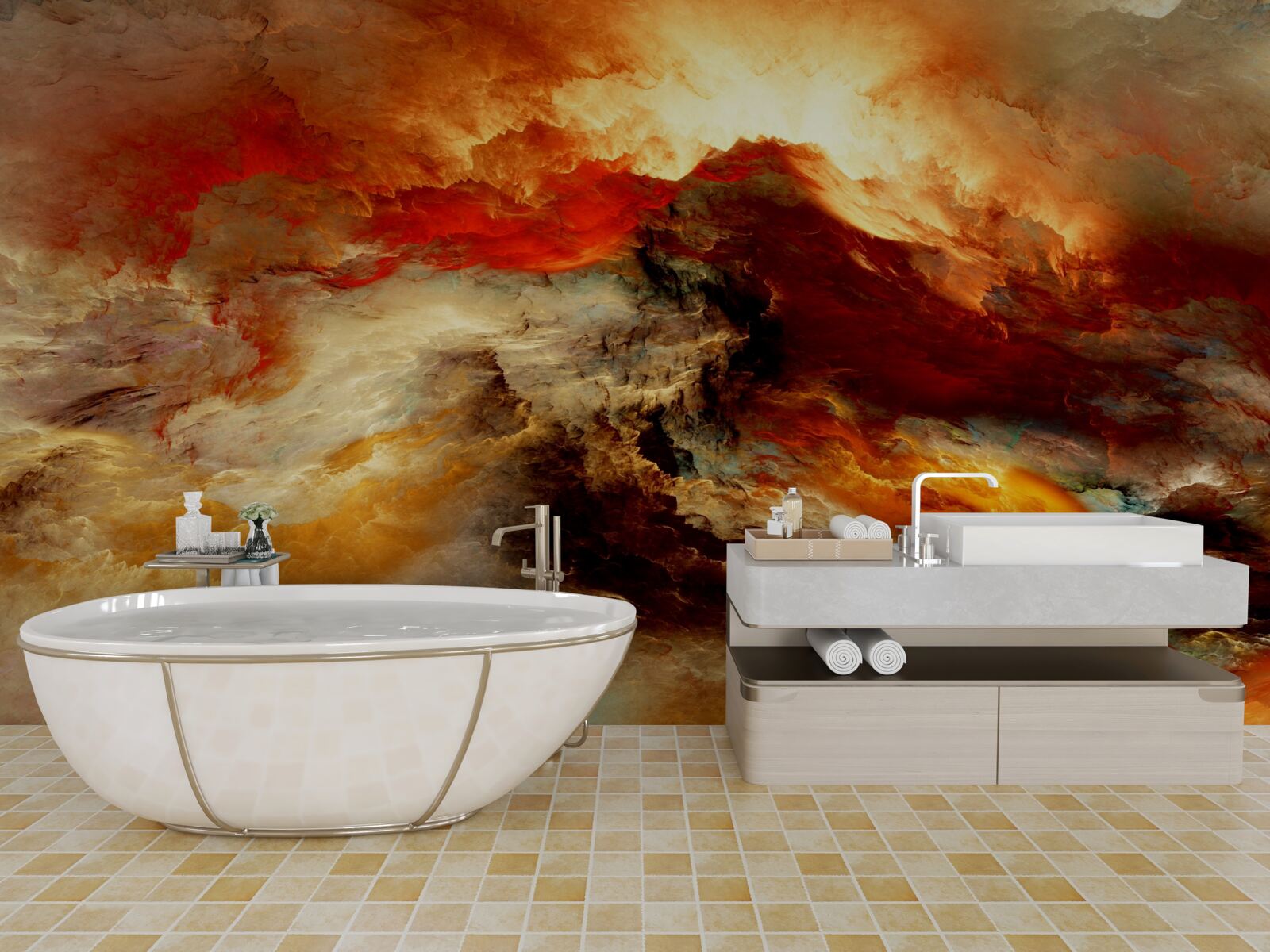 Fototapet un vârtej de vânt în sălbăticia stâncoasă