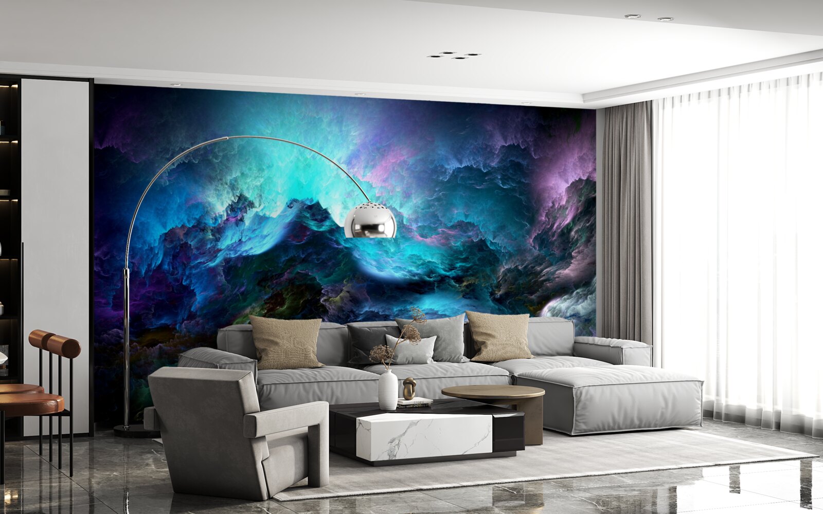 Fototapet nori de furtună pe timp de noapte