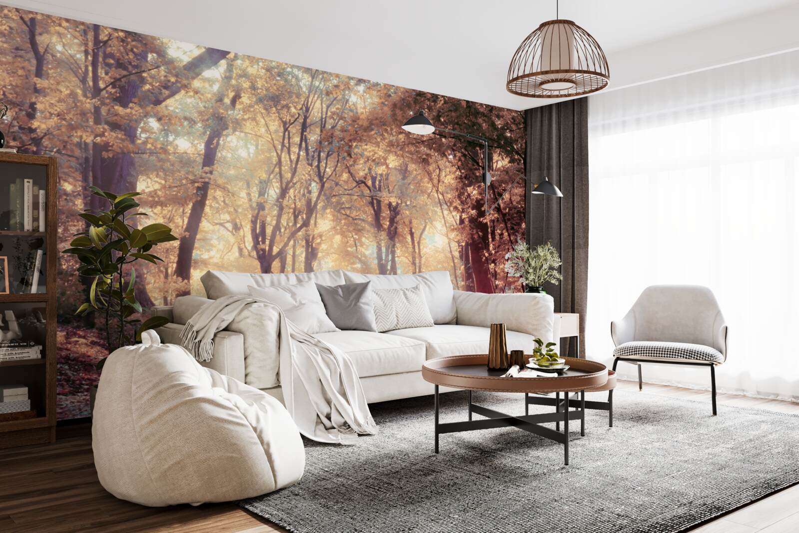 Fototapet cărare de toamnă învăluită în ceață ușoară