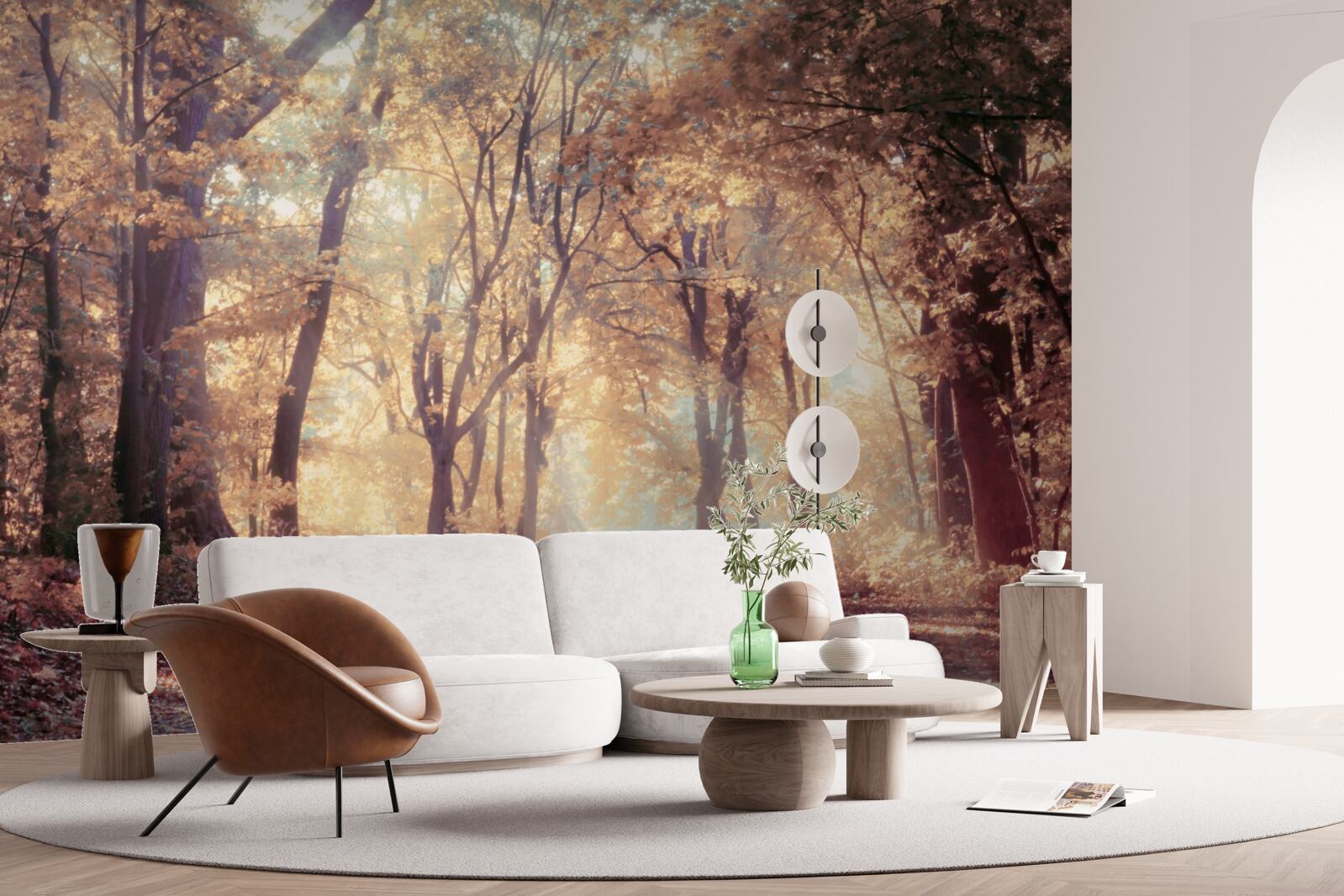 Fototapet cărare de toamnă învăluită în ceață ușoară