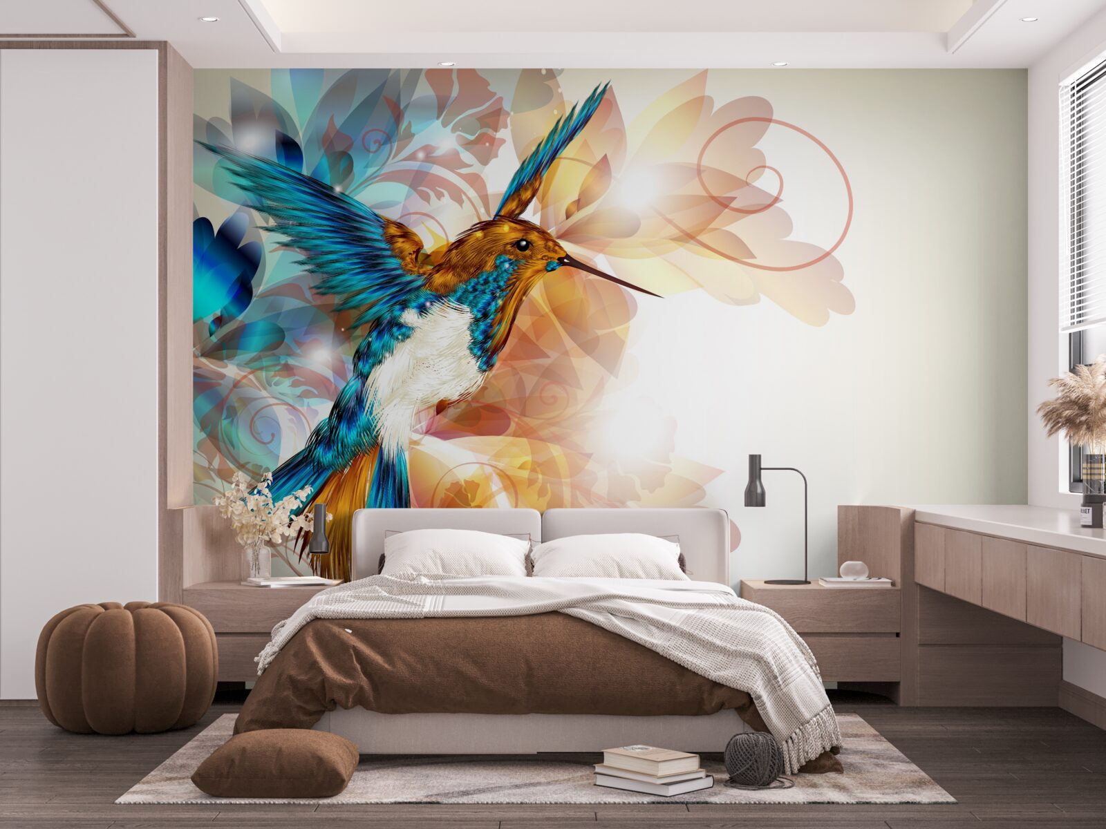 Fototapet colibri albastru imaterial