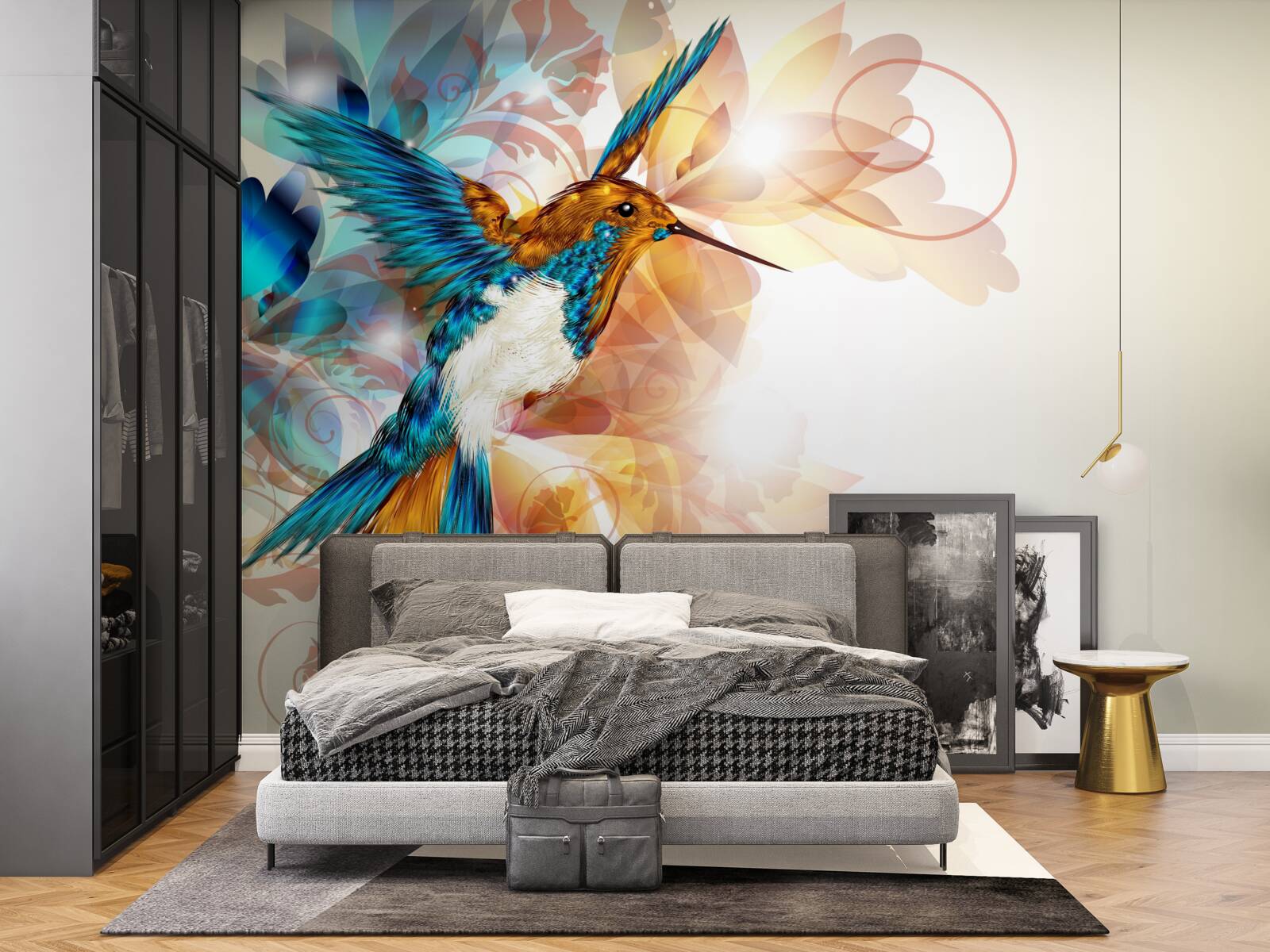 Fototapet colibri albastru imaterial