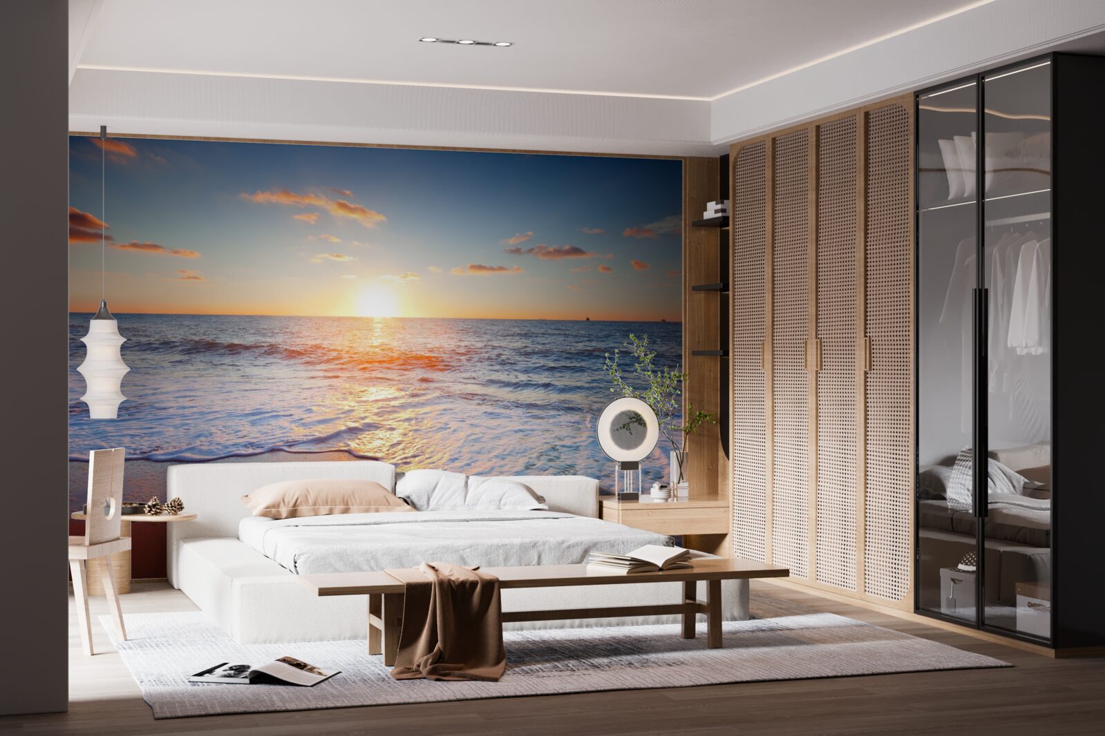 Fototapet apus de soare care dispare în valuri