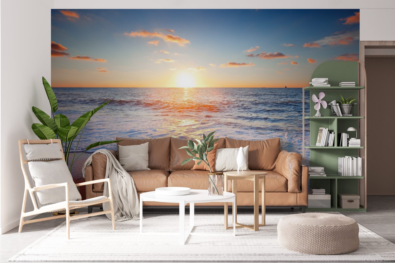 Fototapet apus de soare care dispare în valuri