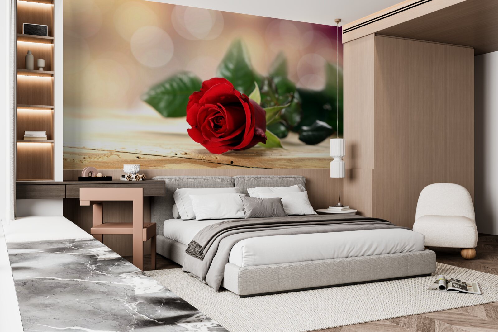 Fototapet trandafir unic cu o nuanță delicată de cărămiziu