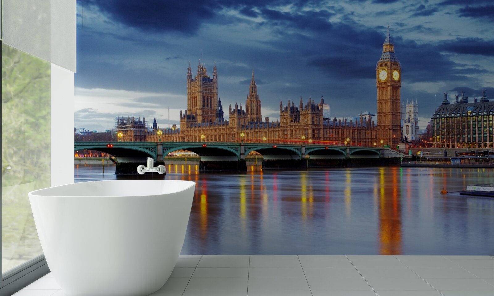 Fototapet reflectarea parlamentului britanic în apa râului