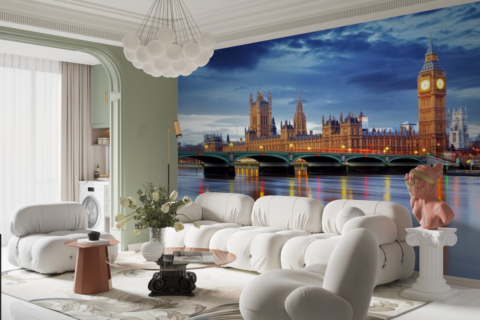 Fototapet reflectarea parlamentului britanic în apa râului