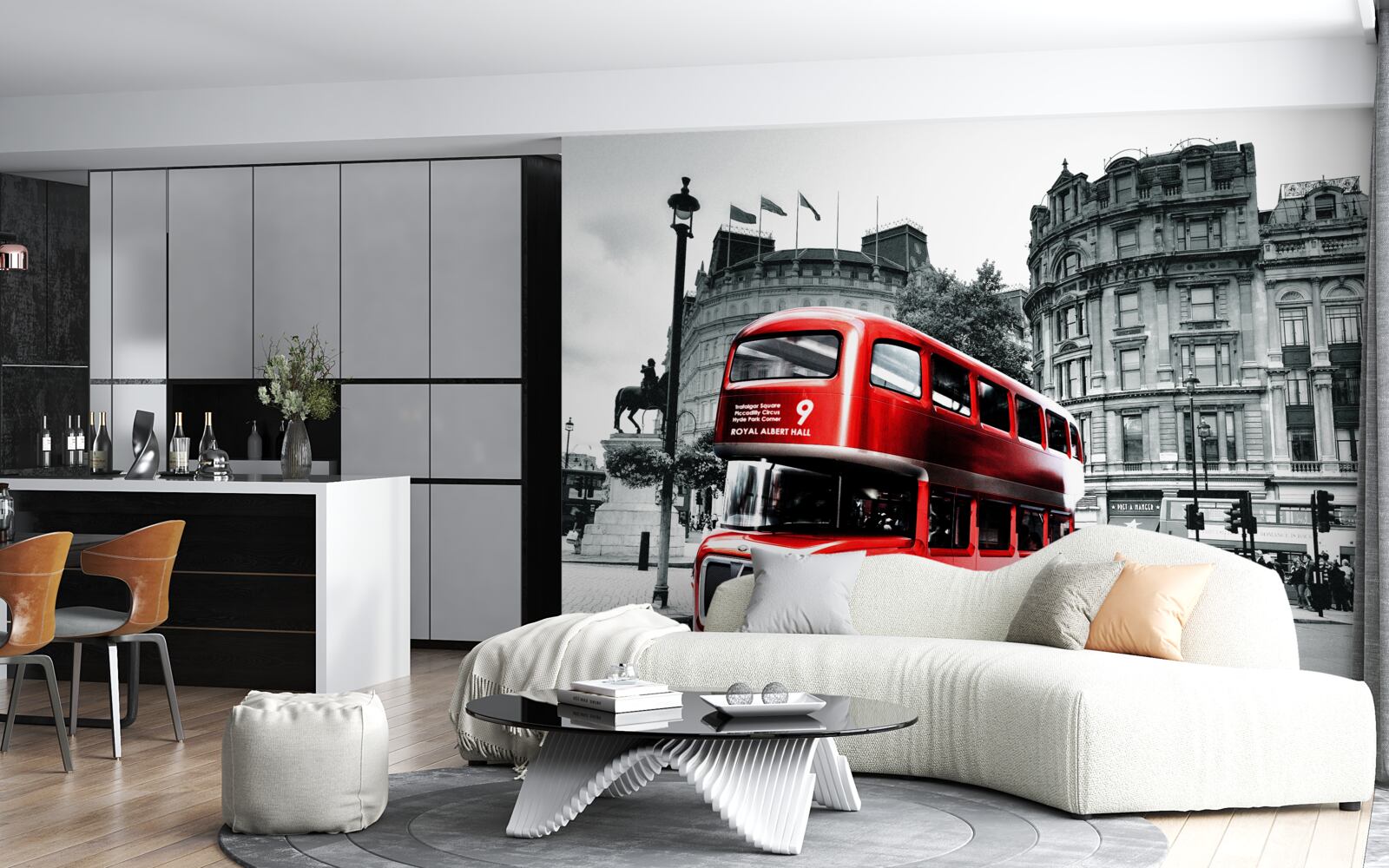 Fototapet un autobuz din londra pe o stradă din oraș