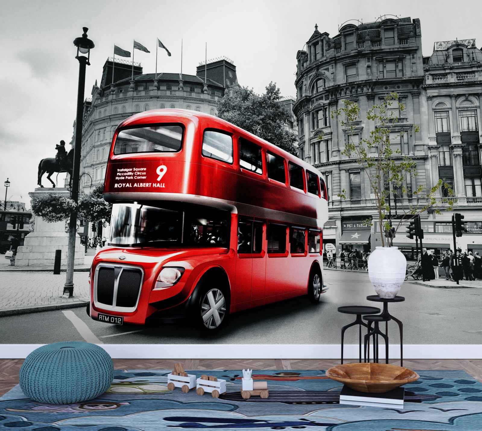 Fototapet un autobuz din londra pe o stradă din oraș