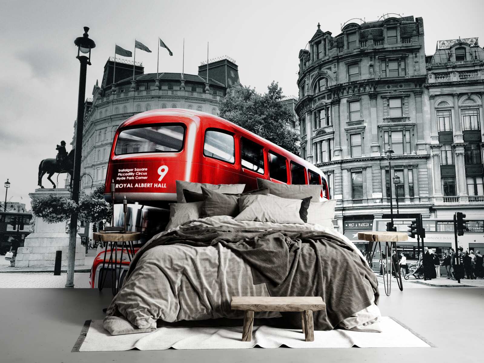 Fototapet un autobuz din londra pe o stradă din oraș