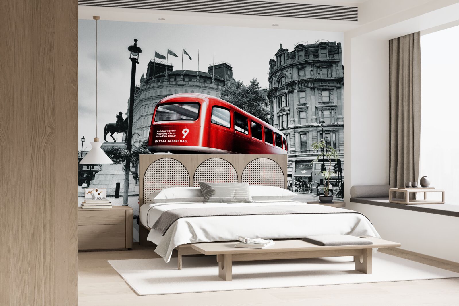 Fototapet un autobuz din londra pe o stradă din oraș