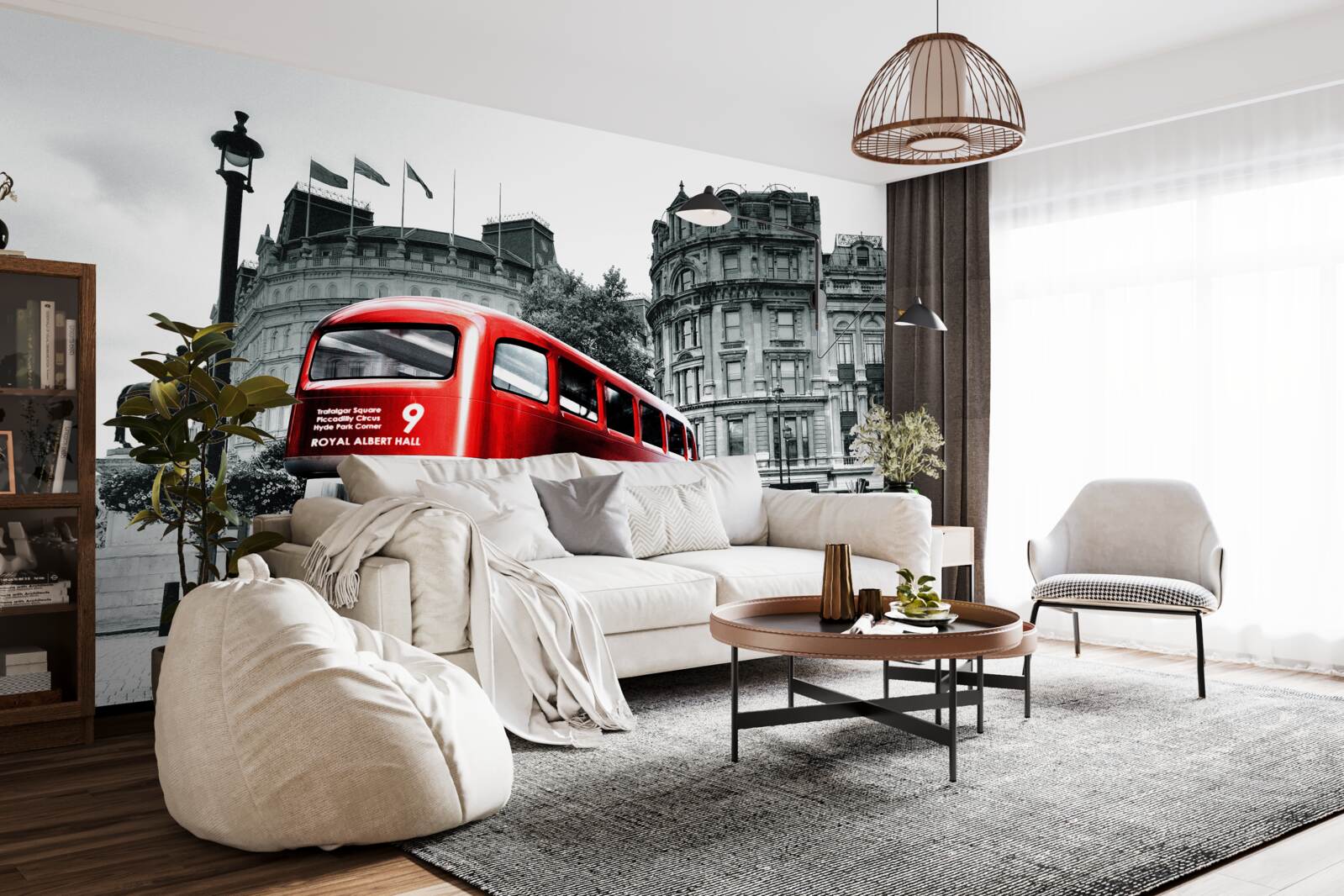 Fototapet un autobuz din londra pe o stradă din oraș