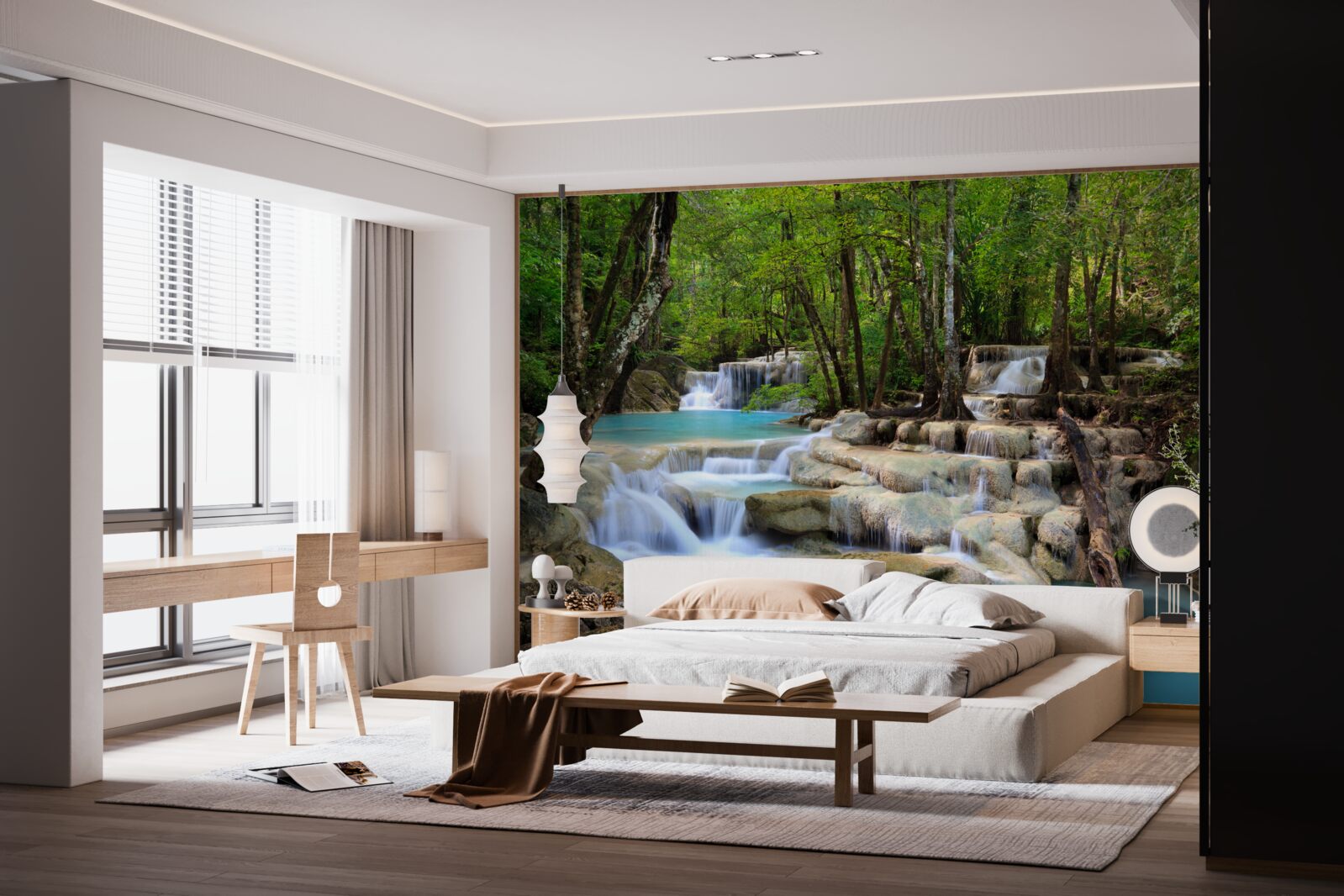 Fototapet cascade care cad într-o pădure deasă